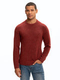 Men's classic raglan crew neck sweater in maroon, made from soft sustainable knit fabric.