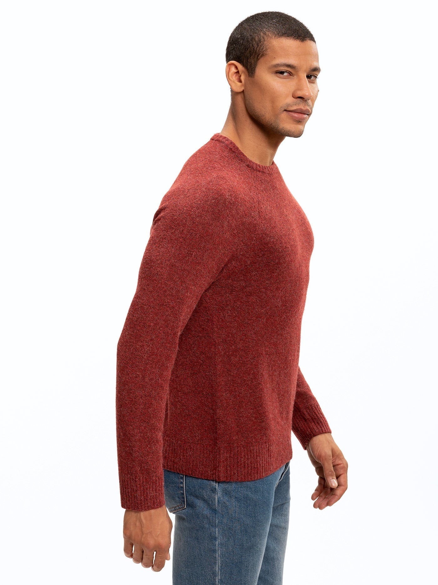 Men's Alejandro Raglan Crew Sweater in Red and Maroon