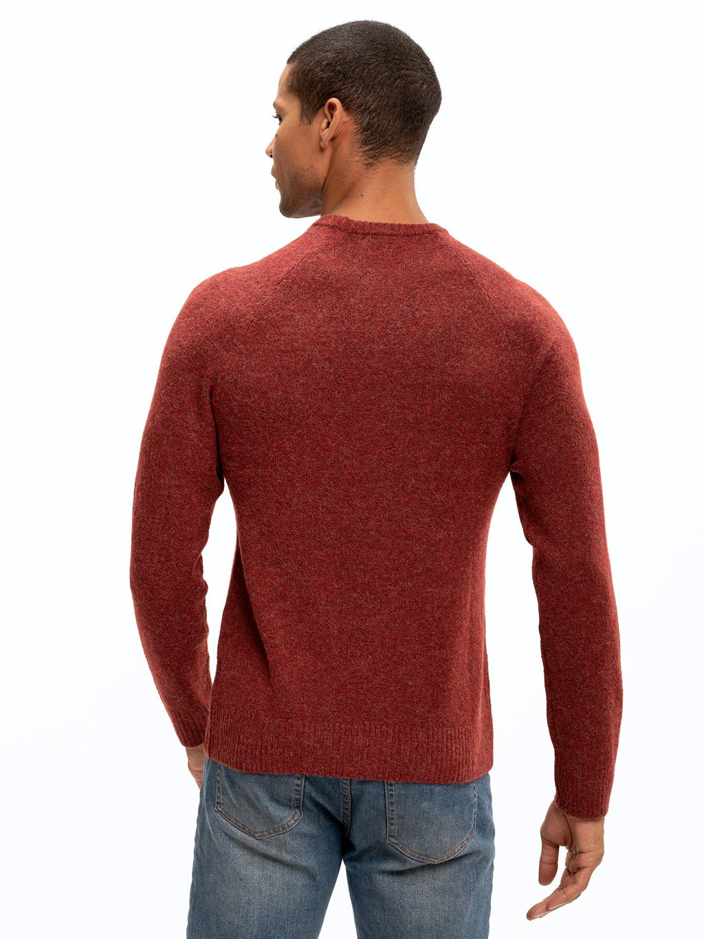 Men's Alejandro Raglan Crew Sweater in Red and Maroon