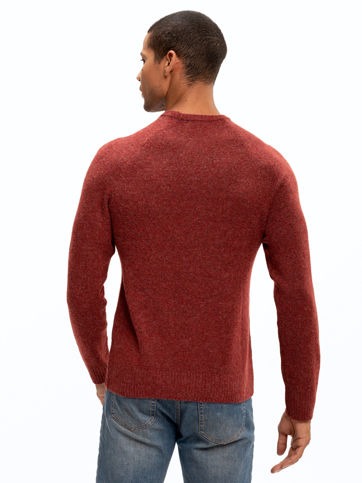 Men's Alejandro Raglan Crew Sweater in Red and Maroon