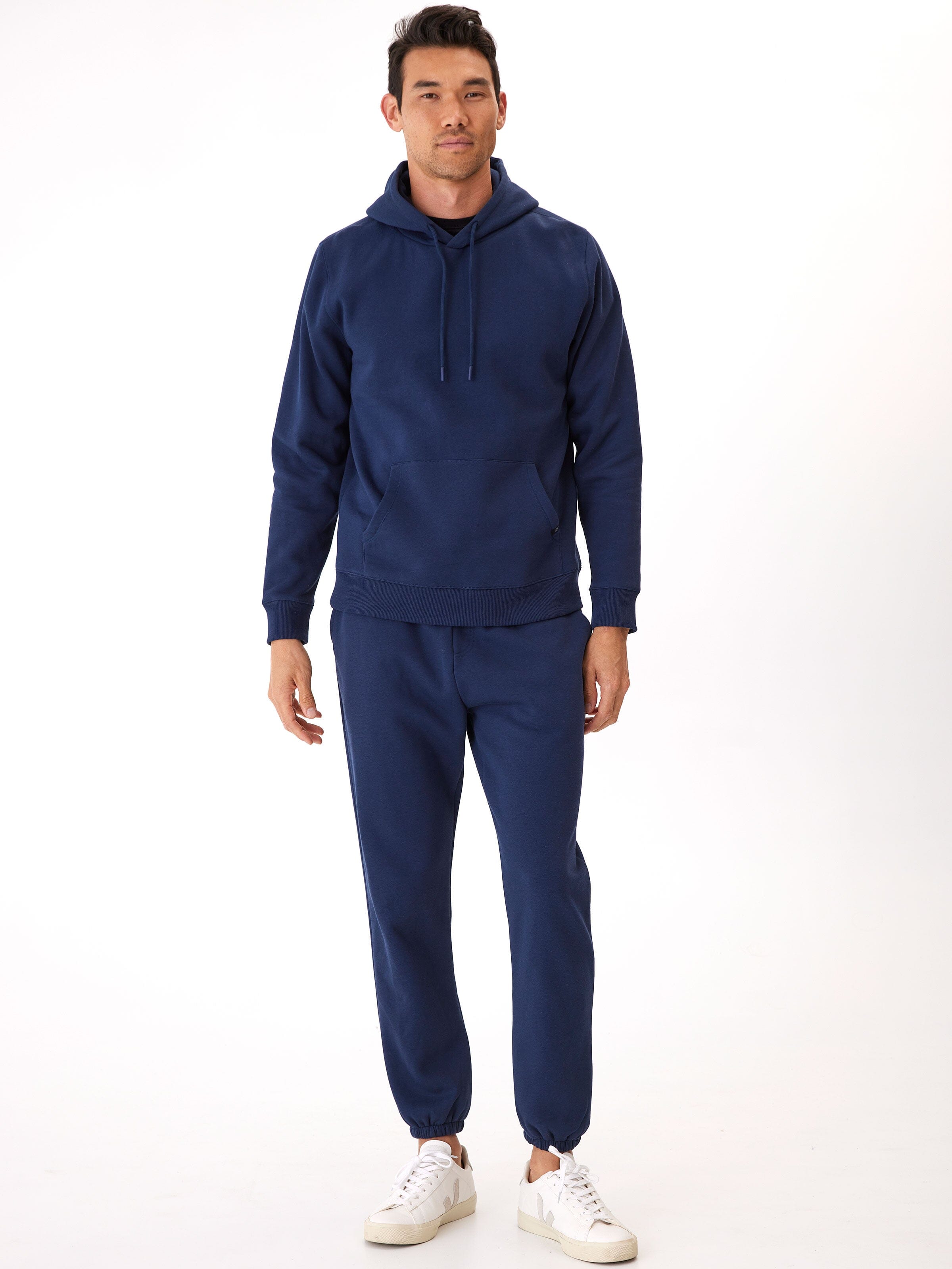 Men's Invincible Fleece Pullover Hoodie in Solid Navy Blue