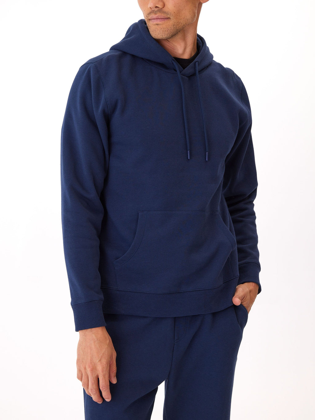 Men's Invincible Fleece Pullover Hoodie in Solid Navy Blue