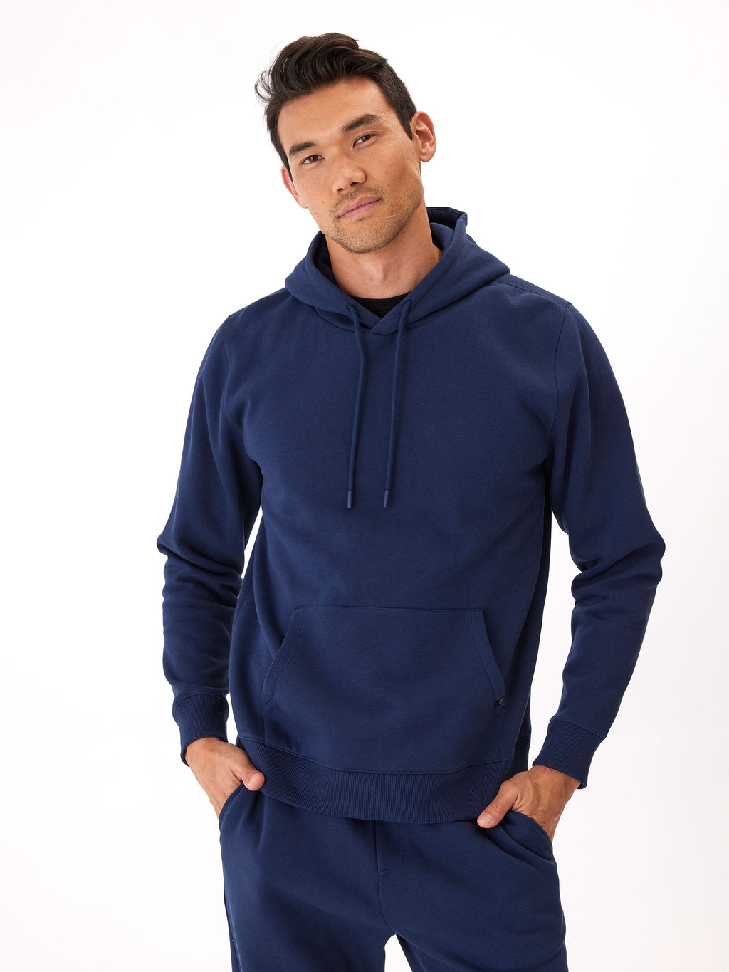 Men's Invincible Fleece Pullover Hoodie in Solid Navy Blue