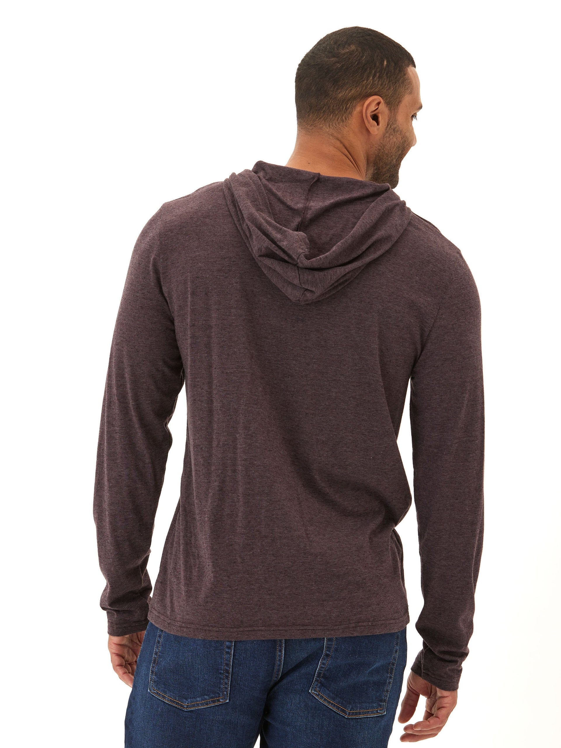 Black Fleck Triblend Henley Hoodie with Textured Knit