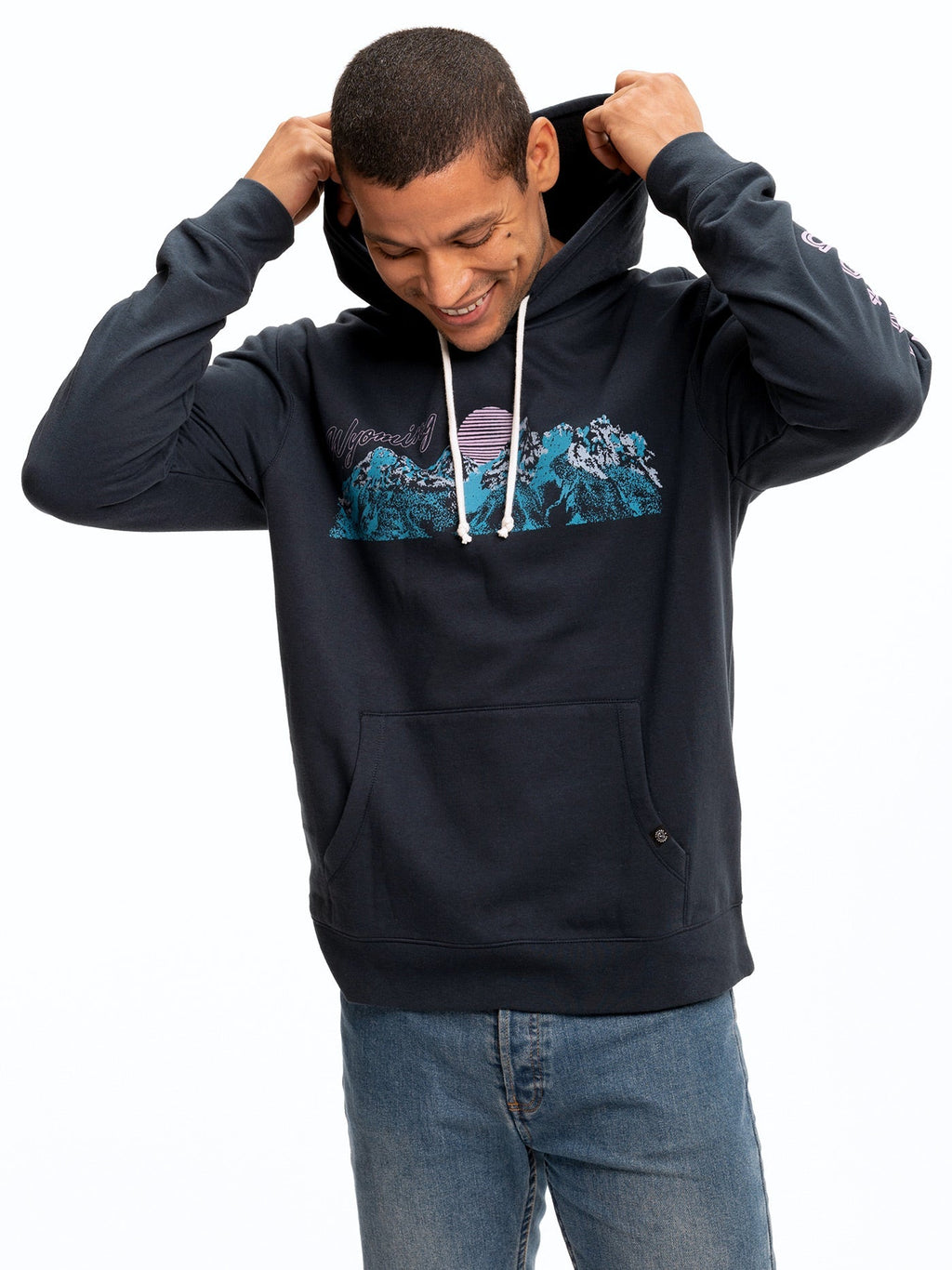 Grand Teton graphic pullover hoodie in organic cotton with relaxed fit and front pouch pocket