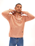 Unisex embroidered triblend fleece hoodie in soft peach