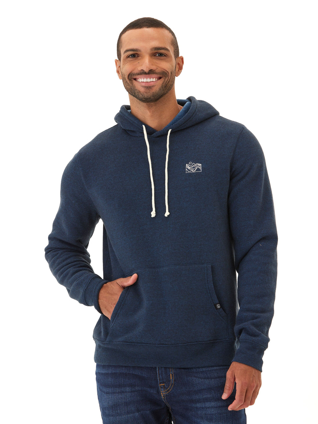Embroidered Triblend Fleece Pullover Hoodie with Mechanical Stretch