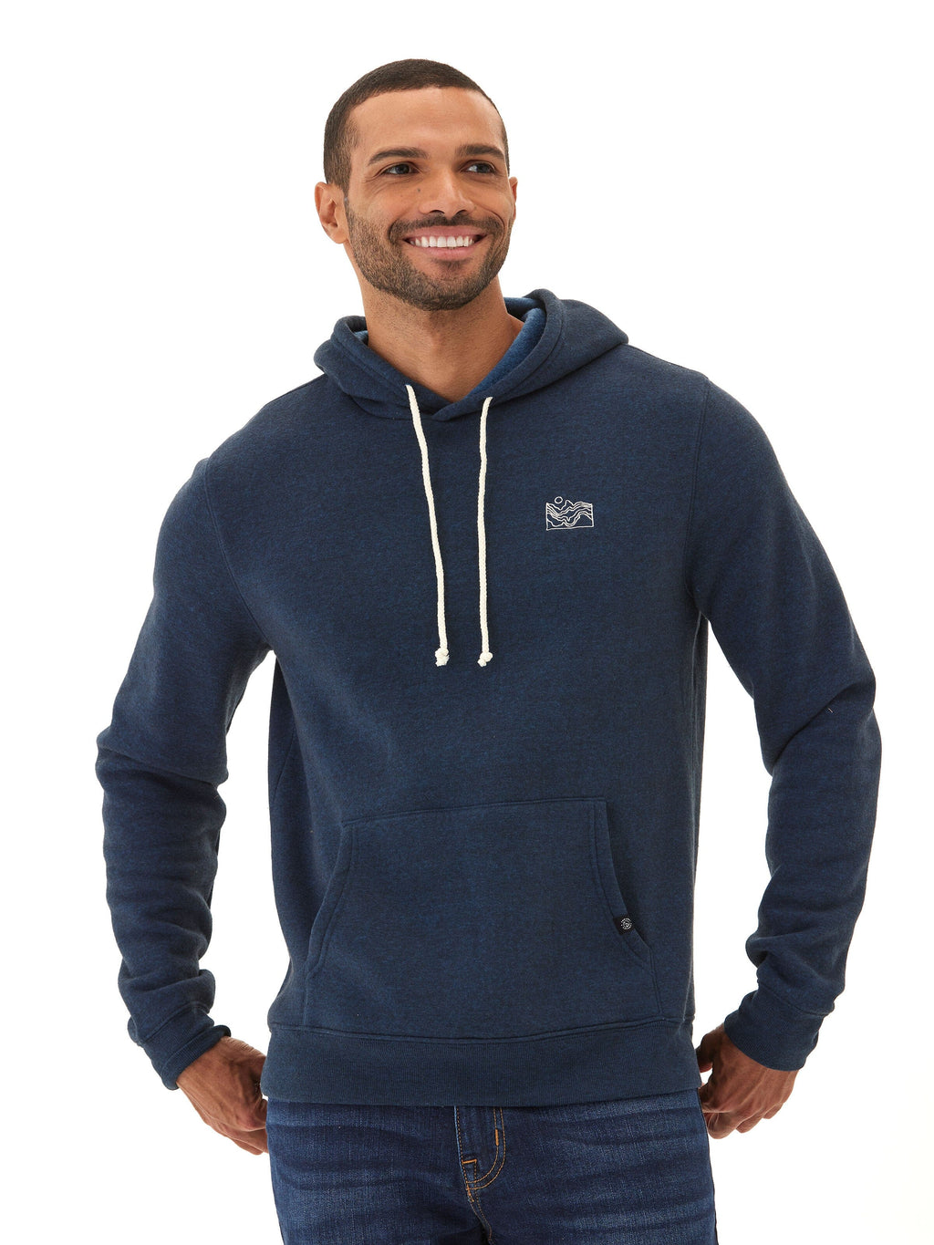 Embroidered Triblend Fleece Pullover Hoodie with Mechanical Stretch