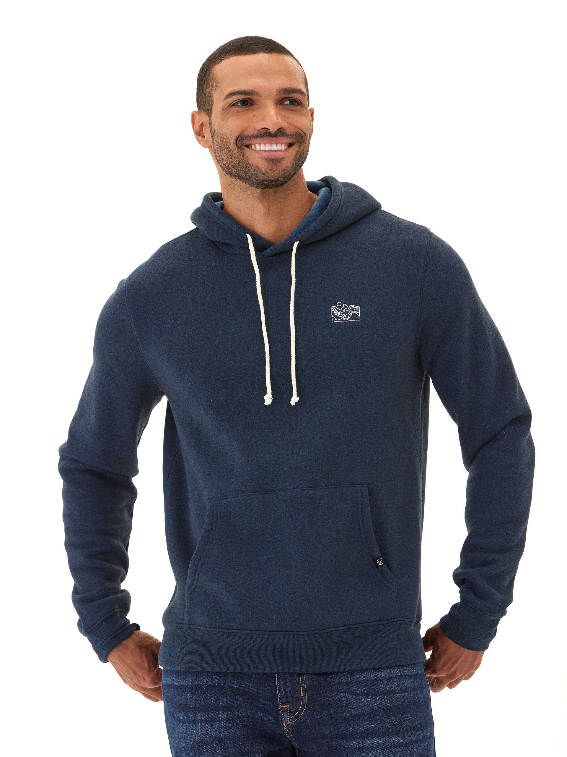 Embroidered Triblend Fleece Pullover Hoodie with Mechanical Stretch