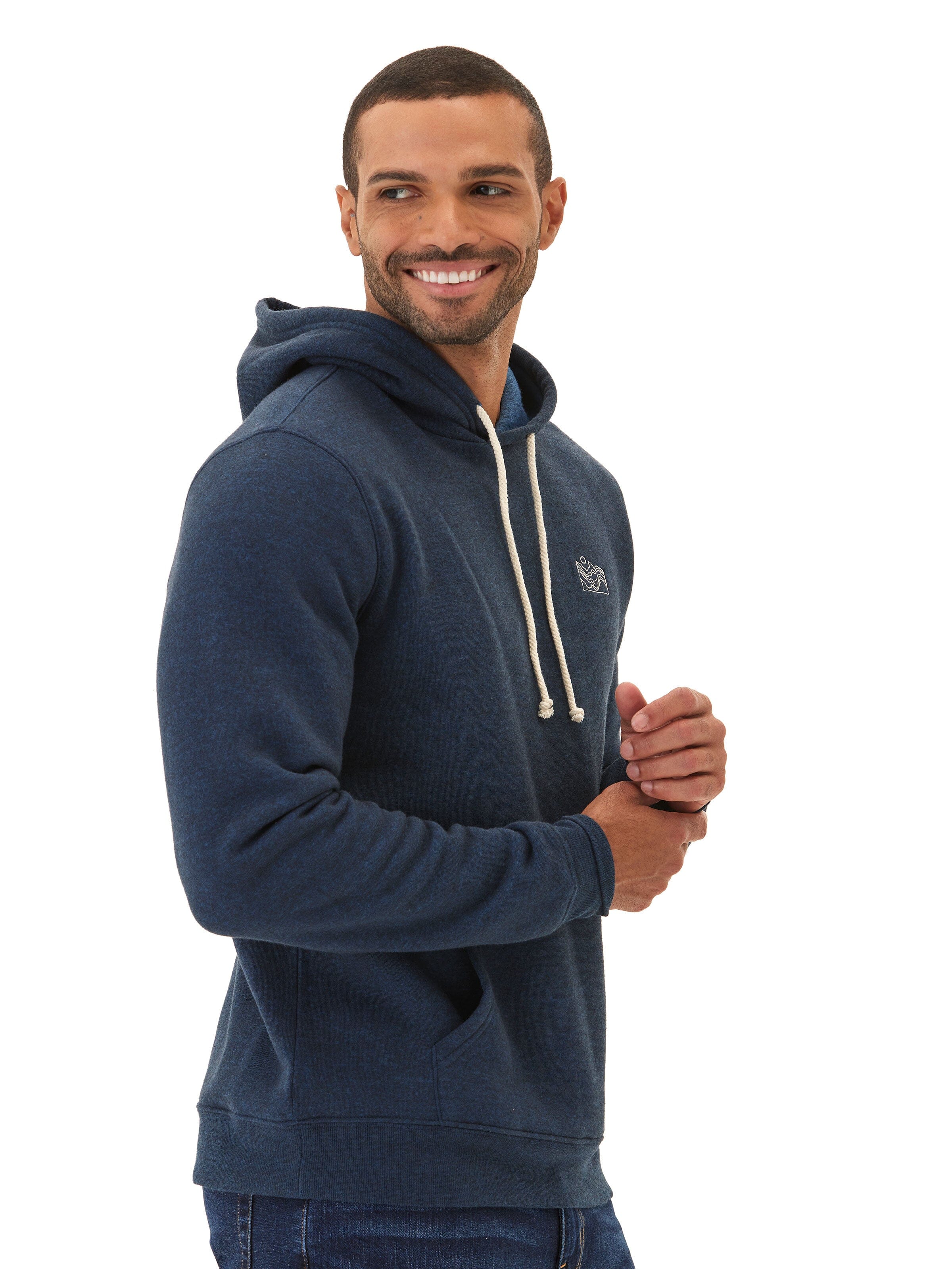 Embroidered Triblend Fleece Pullover Hoodie with Mechanical Stretch