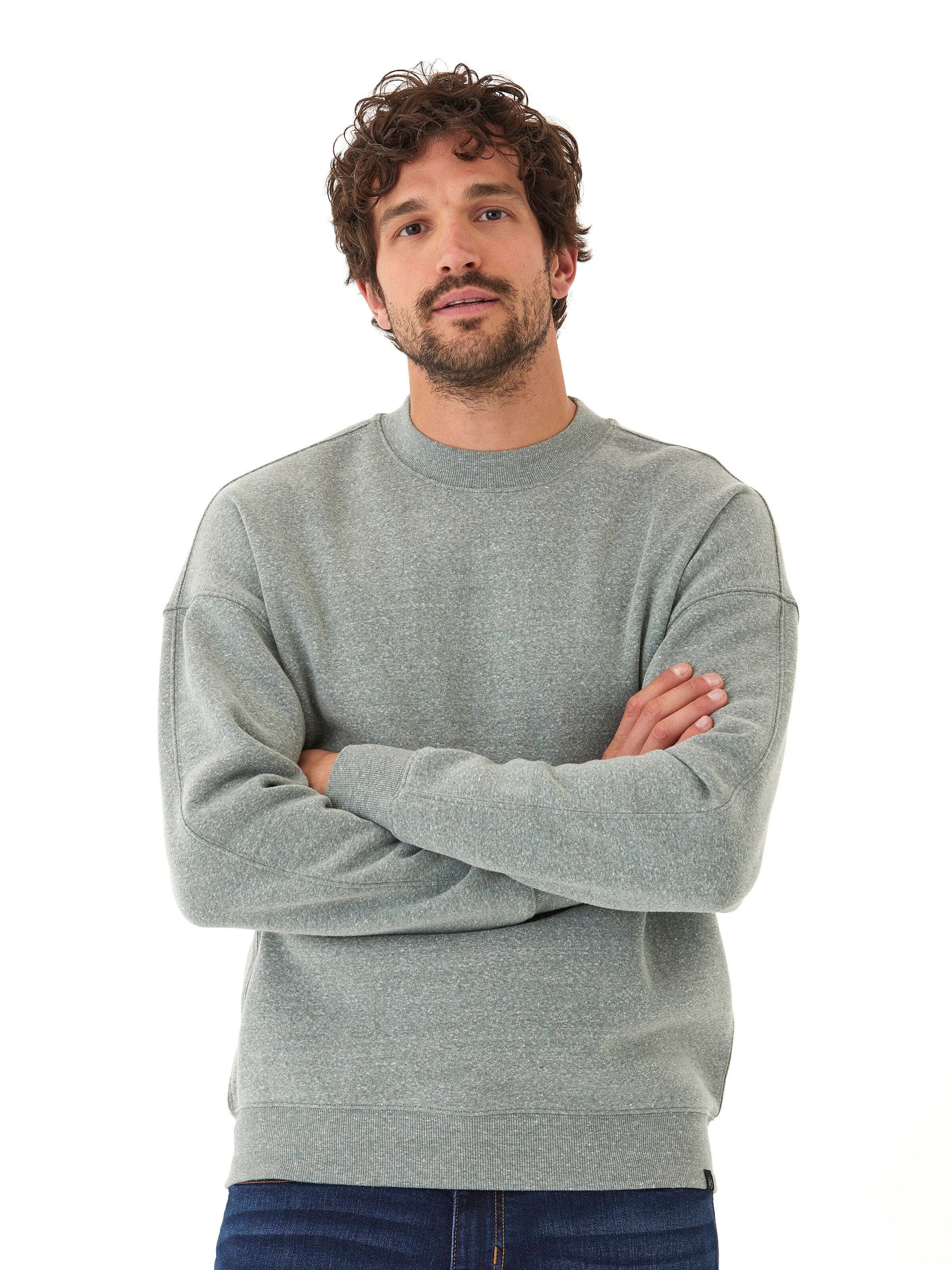 Rudy 2.0 Men's Grey Triblend Fleece Drop Shoulder Sweatshirt