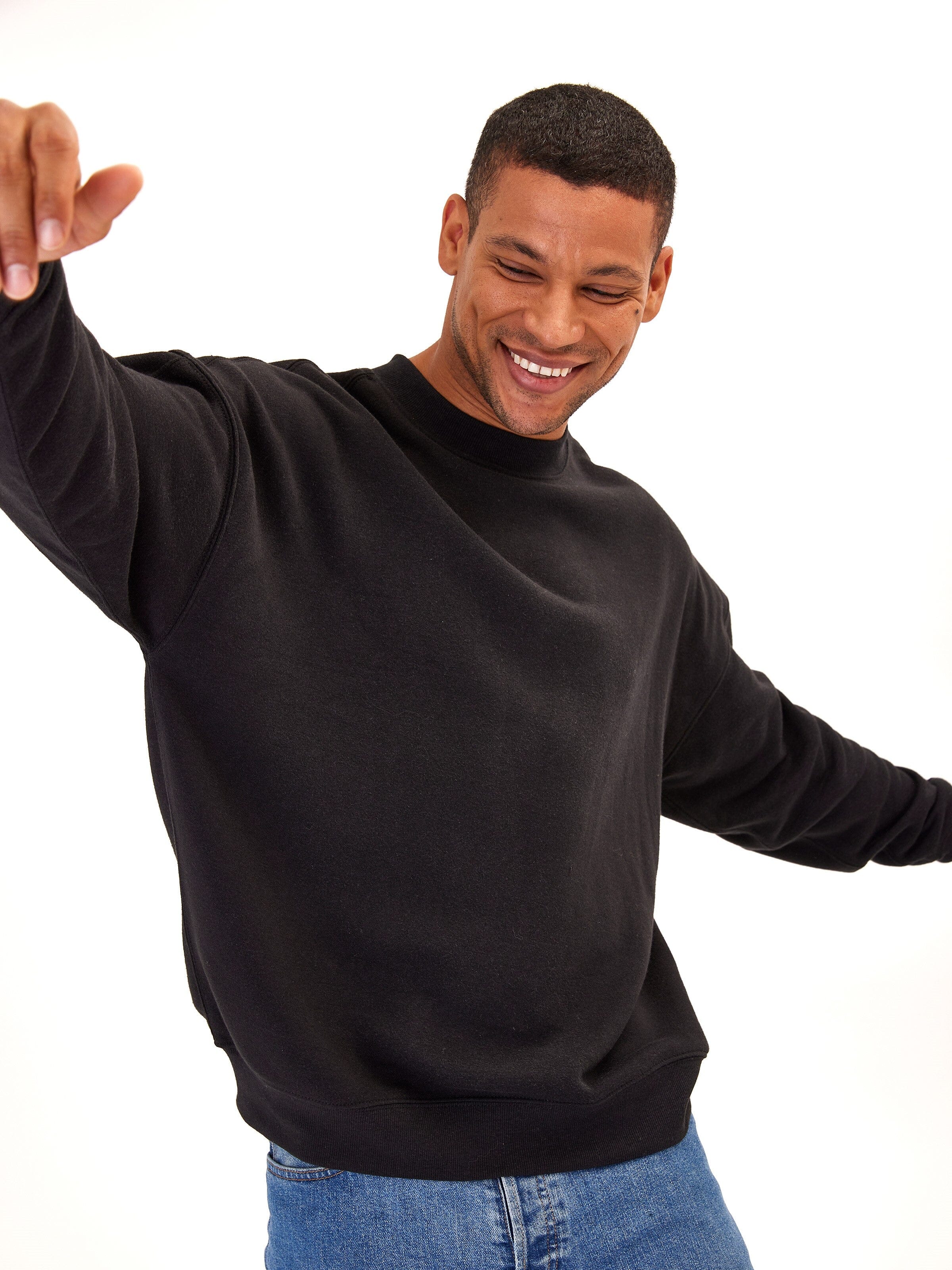 Close up of Rudy Triblend Fleece Drop Shoulder Sweatshirt featuring soft brushed back fleece texture