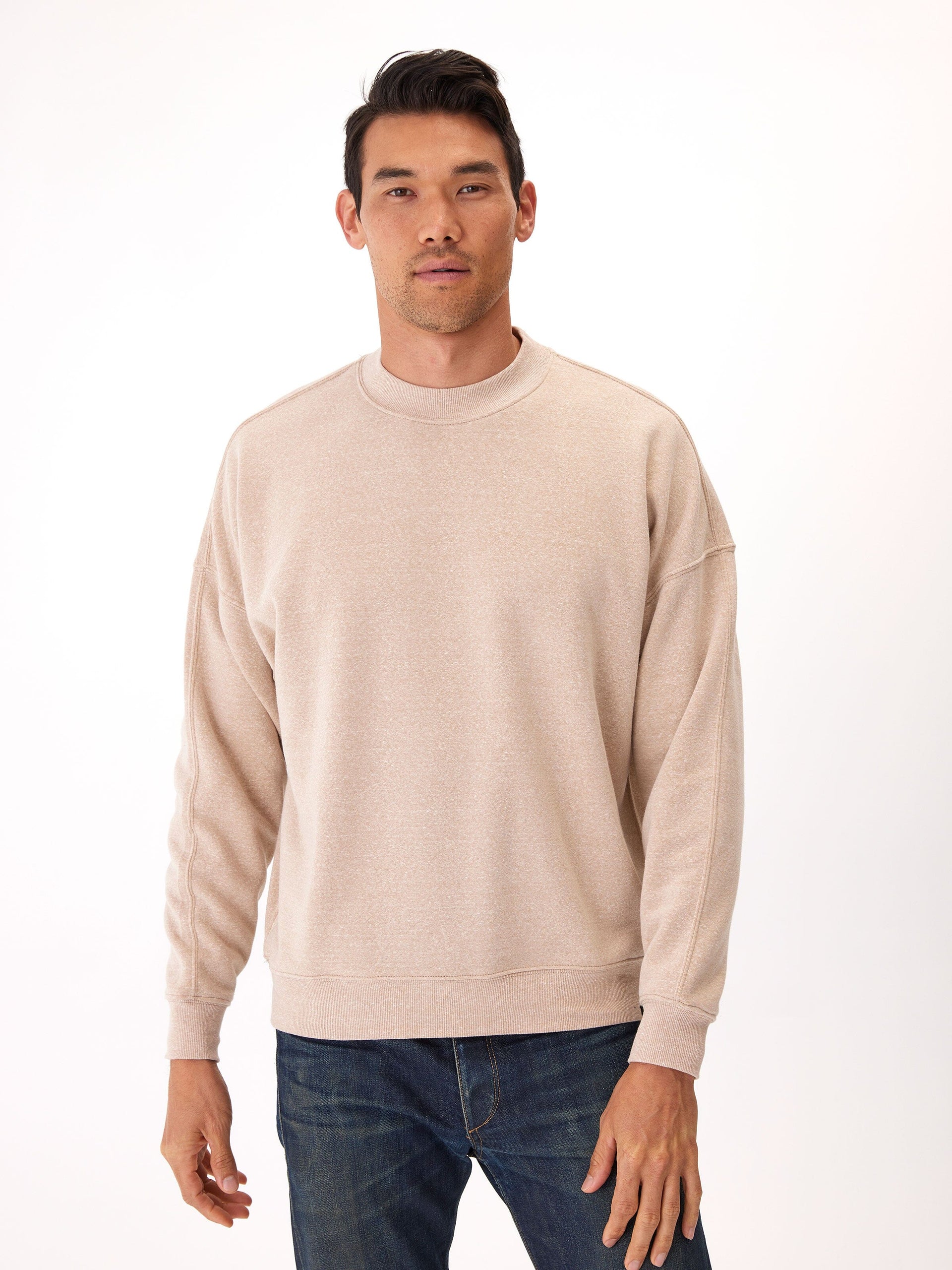 Triblend Fleece Drop Shoulder Sweatshirt with Brushed Back Interior
