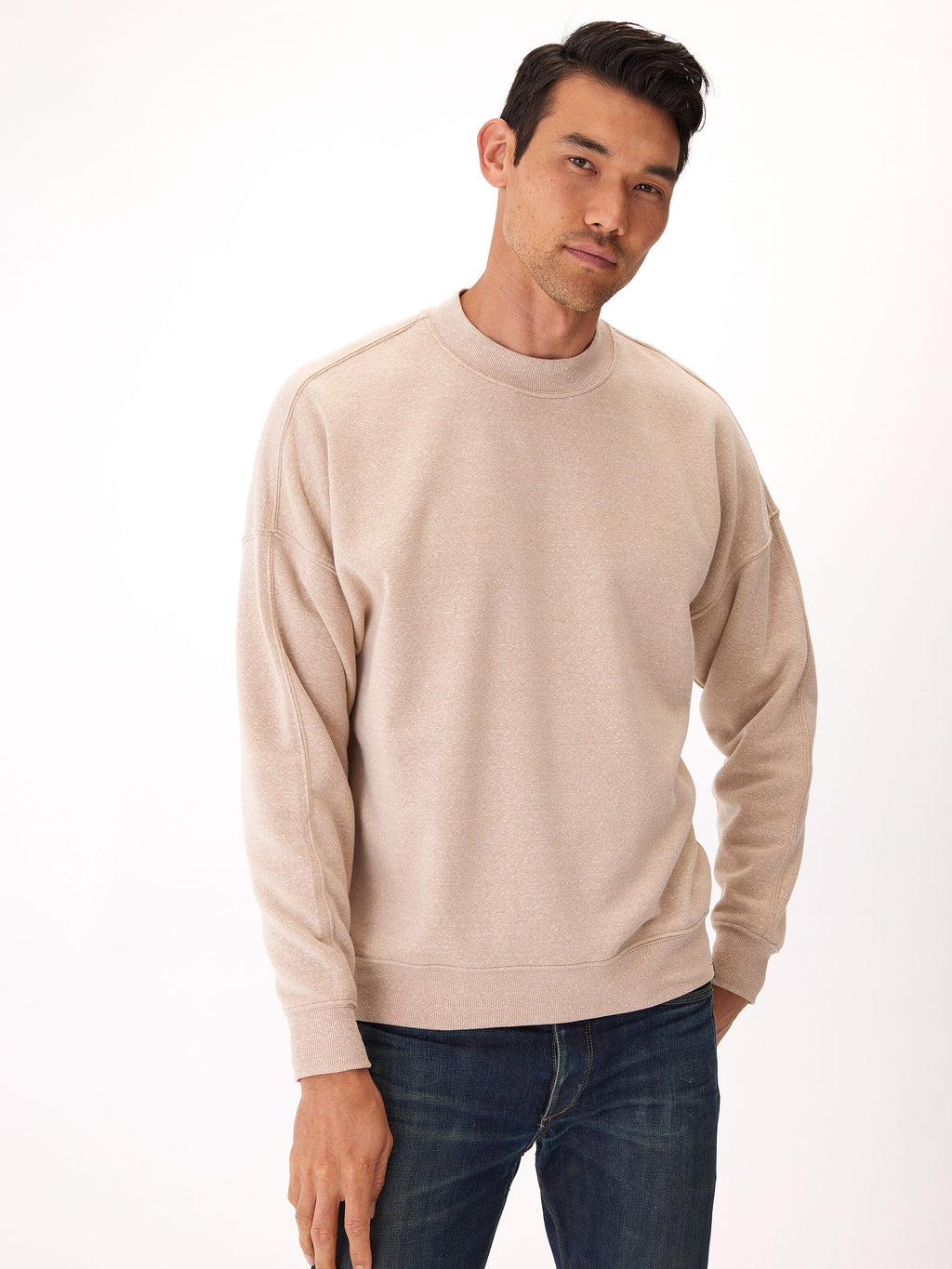 Triblend Fleece Drop Shoulder Sweatshirt with Brushed Back Interior
