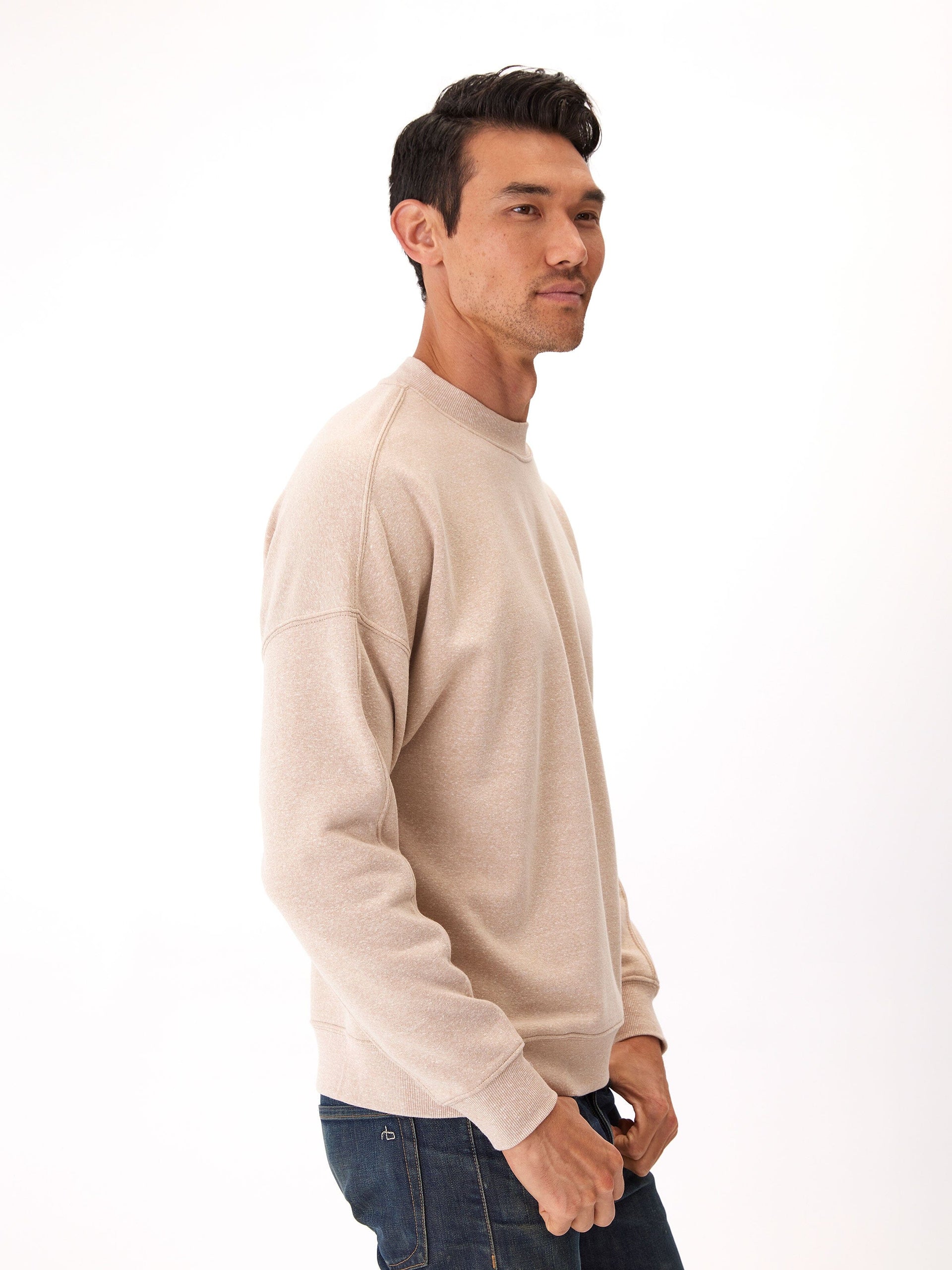 Triblend Fleece Drop Shoulder Sweatshirt with Brushed Back Interior