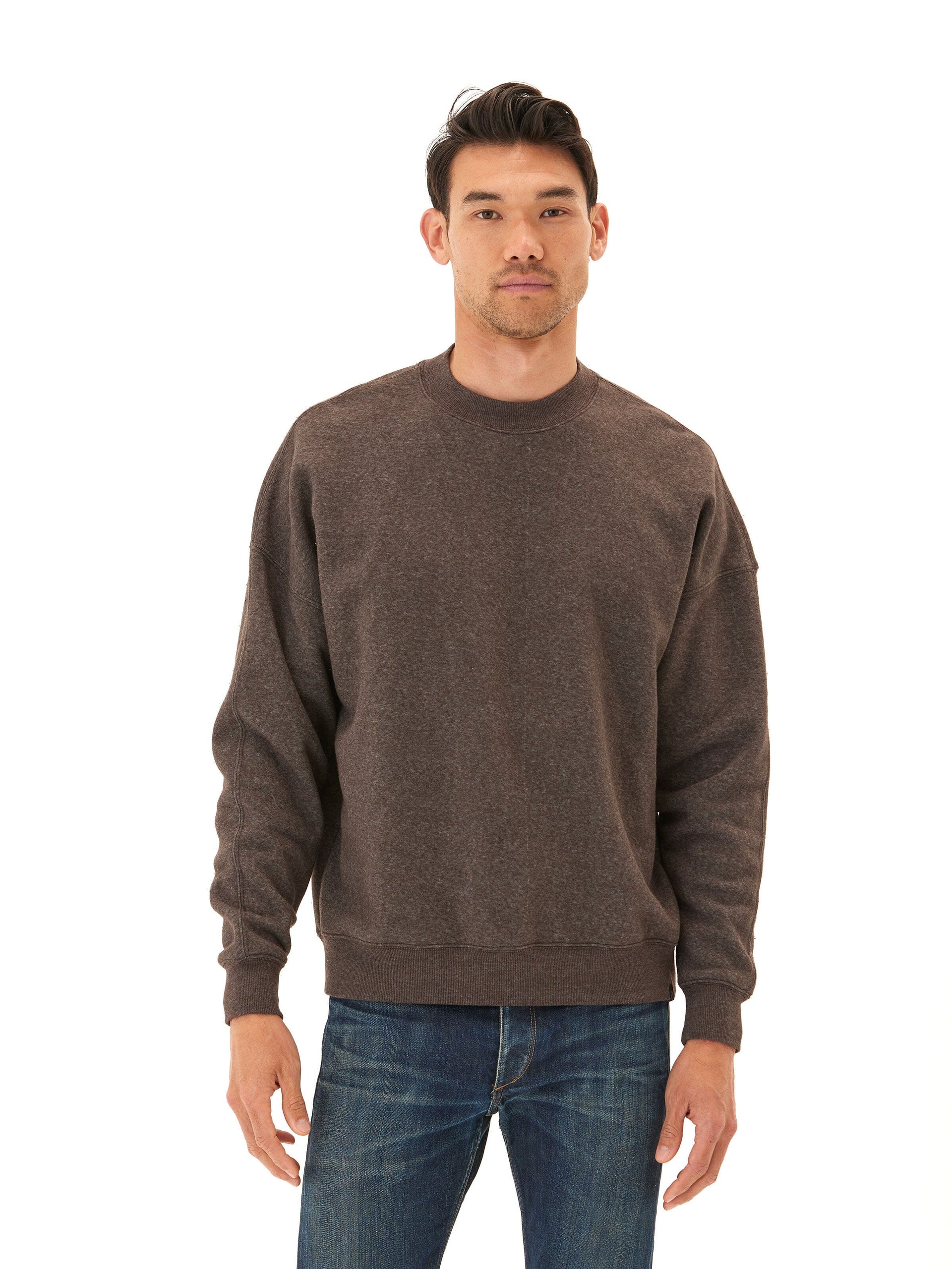 Rudy Triblend Fleece Drop Shoulder Sweatshirt in Dark Brown