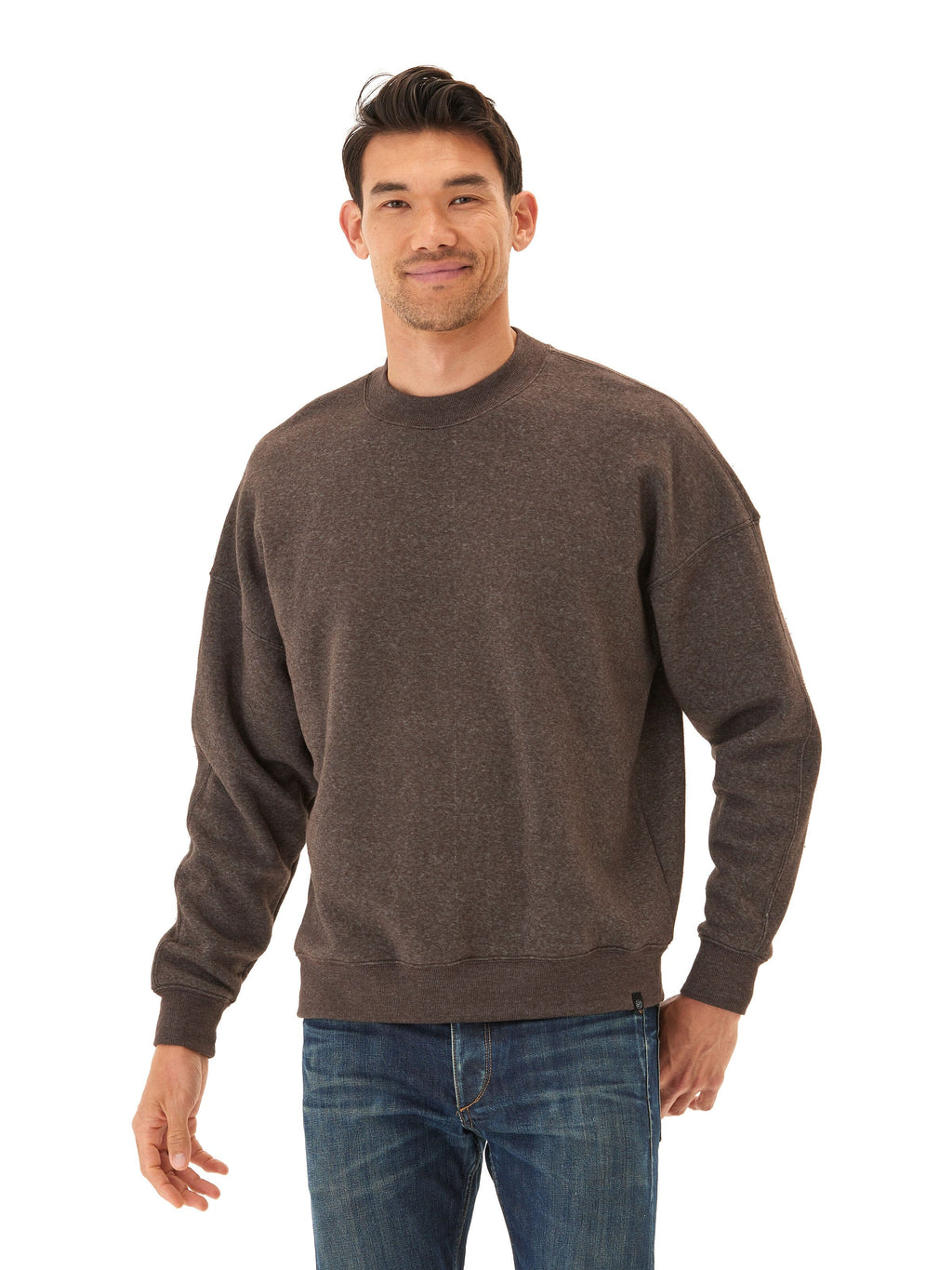 Rudy Triblend Fleece Drop Shoulder Sweatshirt in Dark Brown