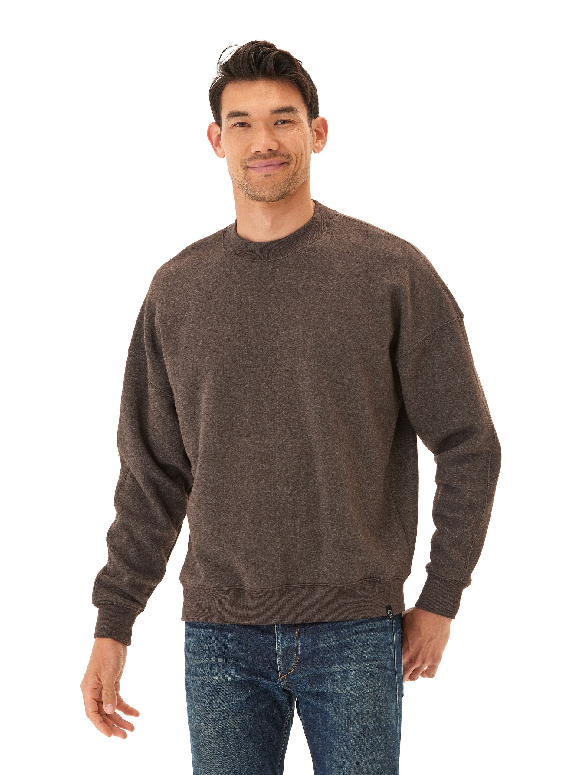 Rudy Triblend Fleece Drop Shoulder Sweatshirt in Dark Brown