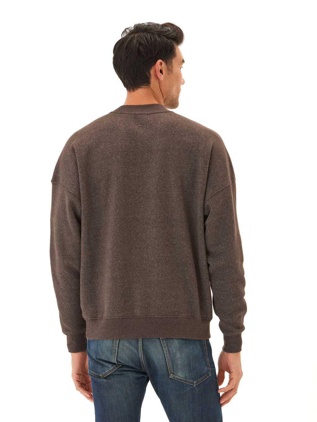 Rudy Triblend Fleece Drop Shoulder Sweatshirt in Dark Brown
