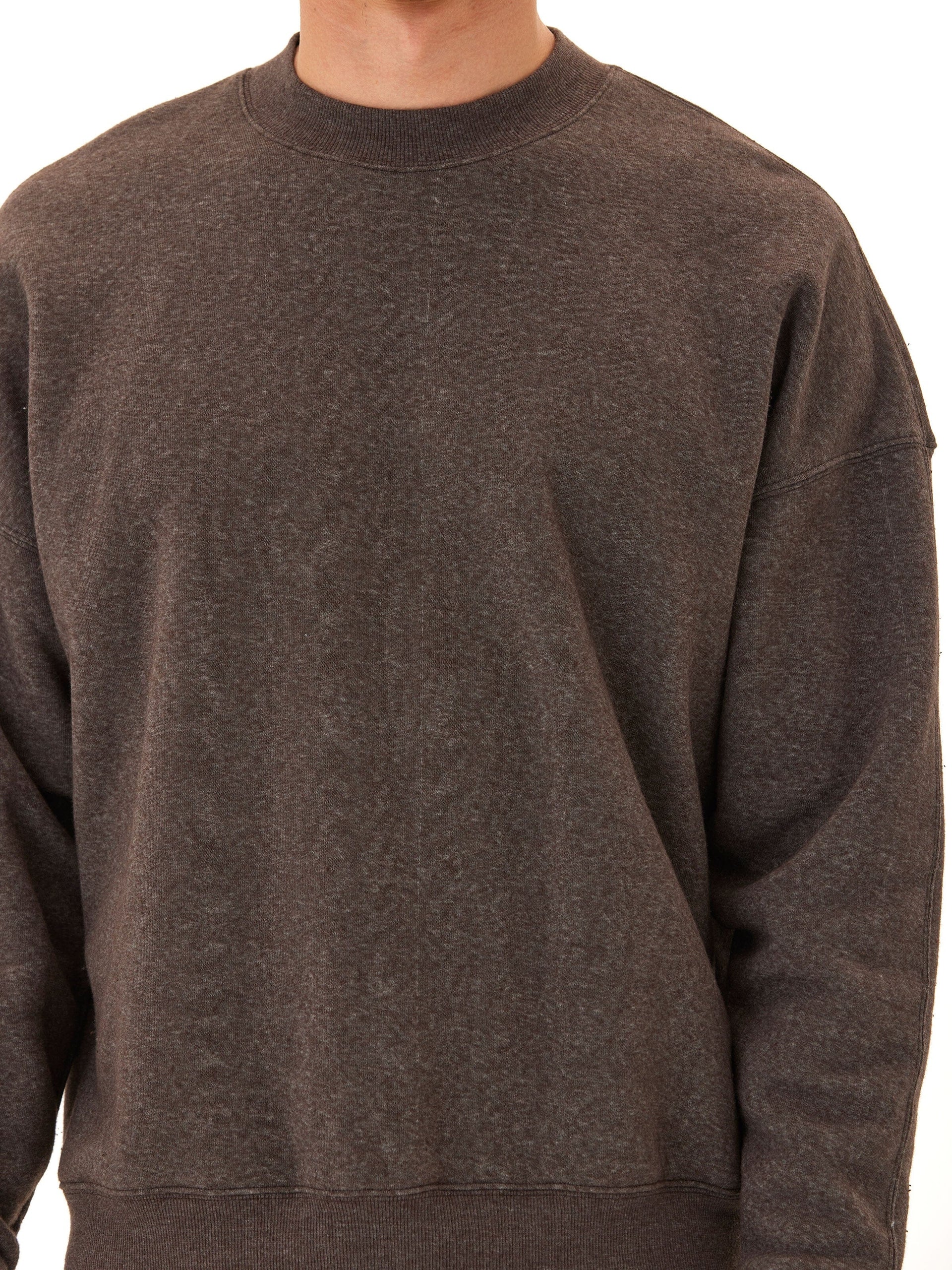 Rudy Triblend Fleece Drop Shoulder Sweatshirt in Dark Brown