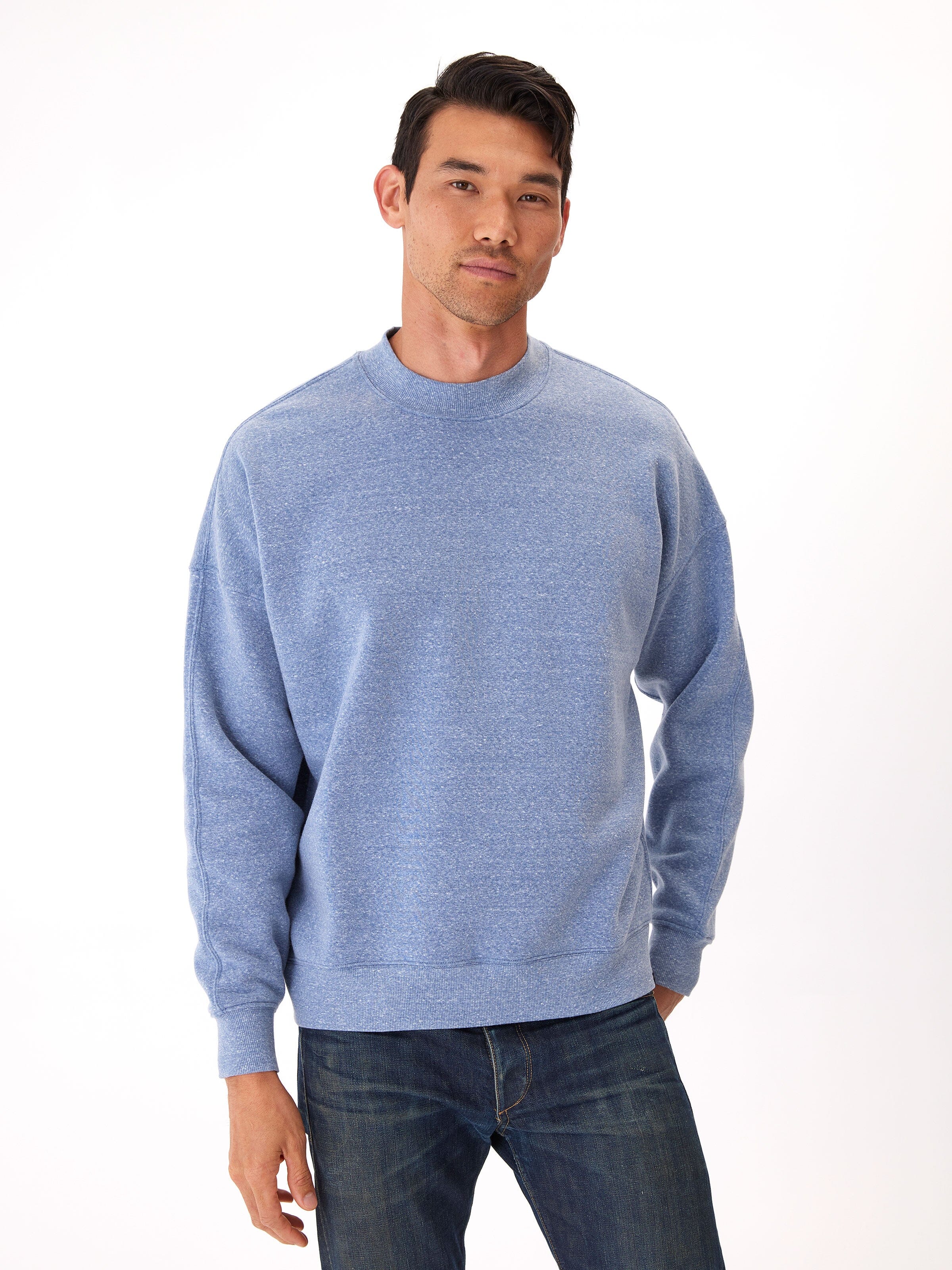 Triblend Fleece Drop Shoulder Sweatshirt with Brushed Back Interior