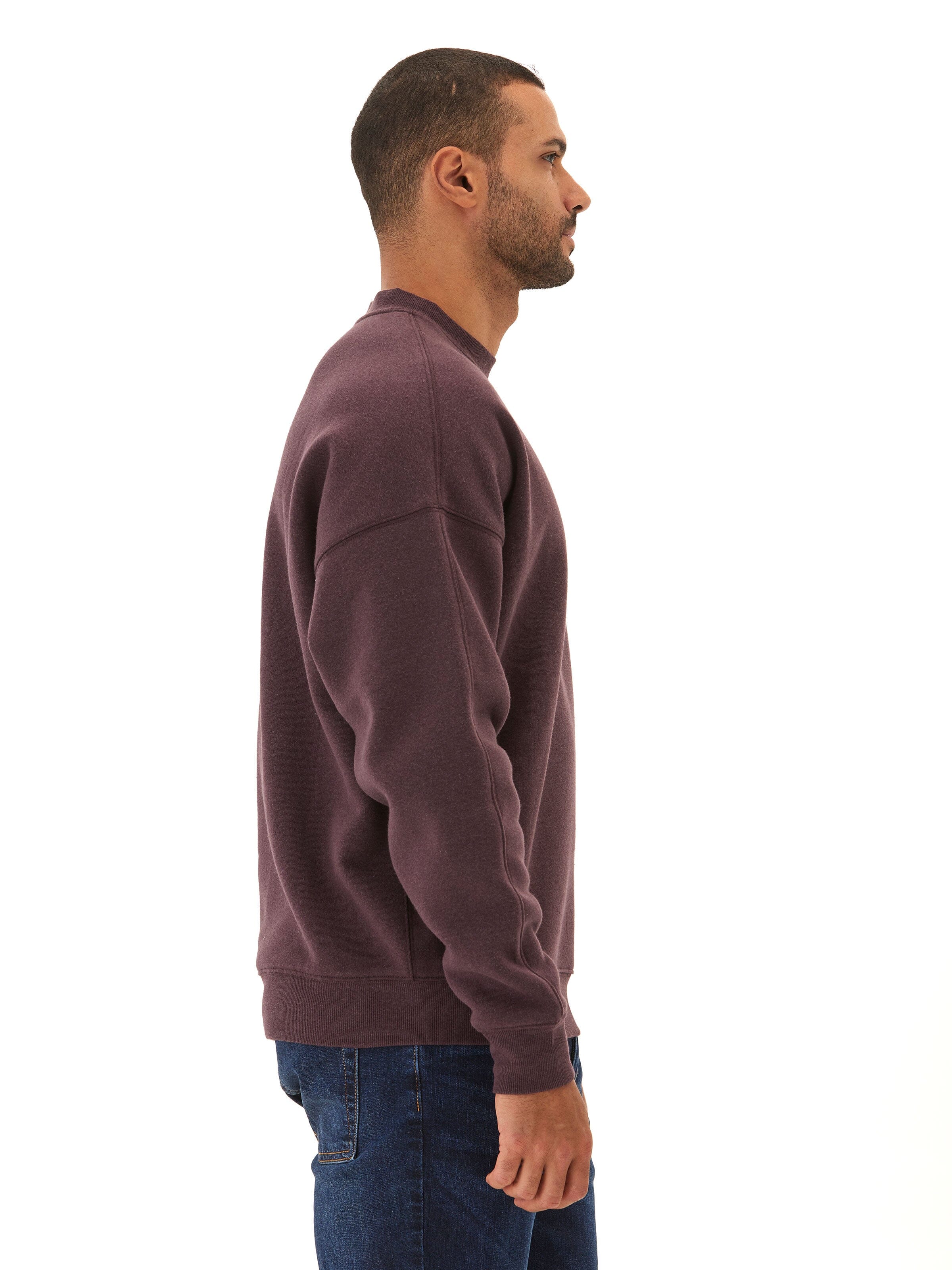 Rudy Triblend Fleece Drop Shoulder Sweatshirt in Maroon and Burgundy