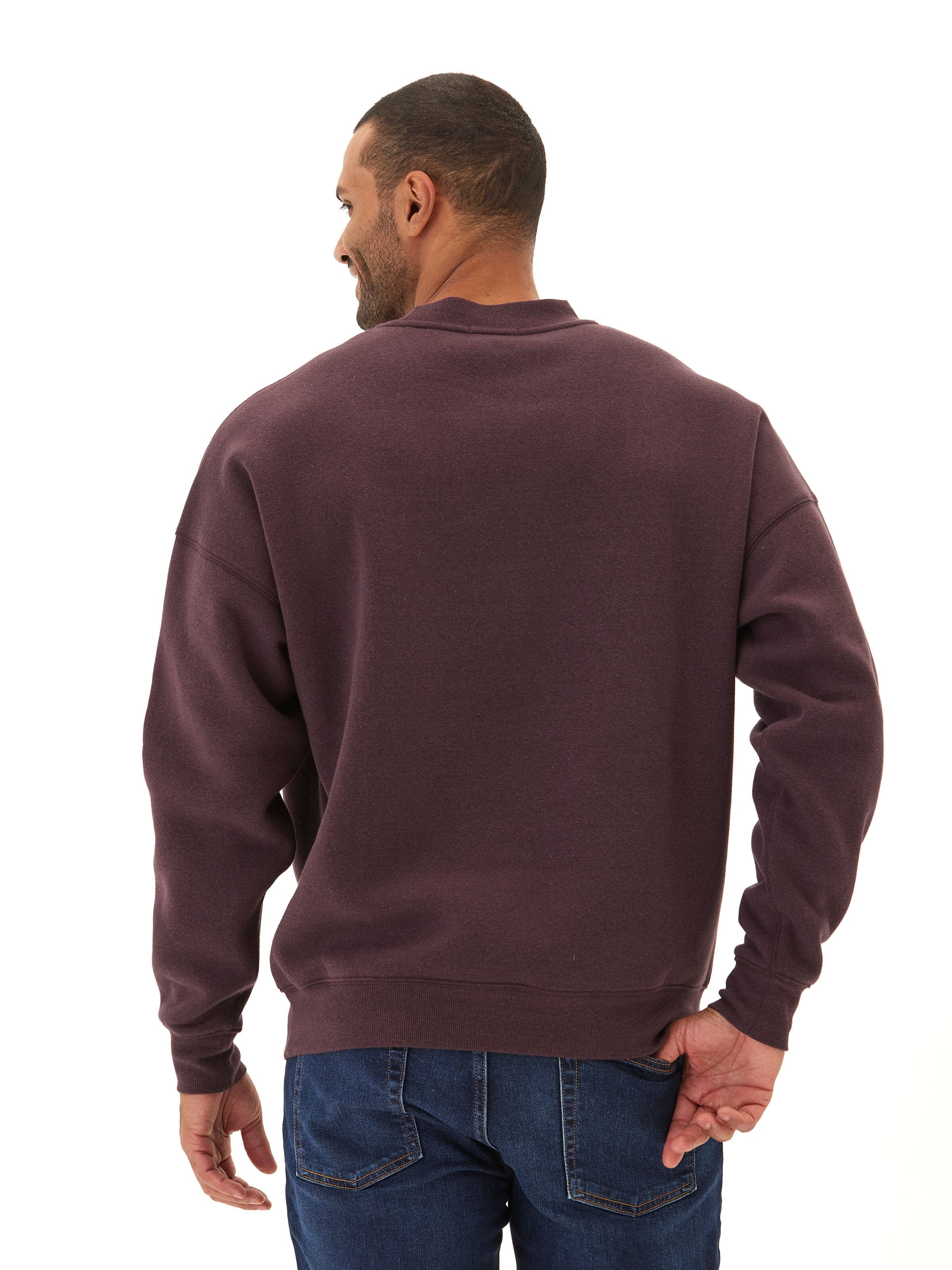 Rudy Triblend Fleece Drop Shoulder Sweatshirt in Maroon and Burgundy