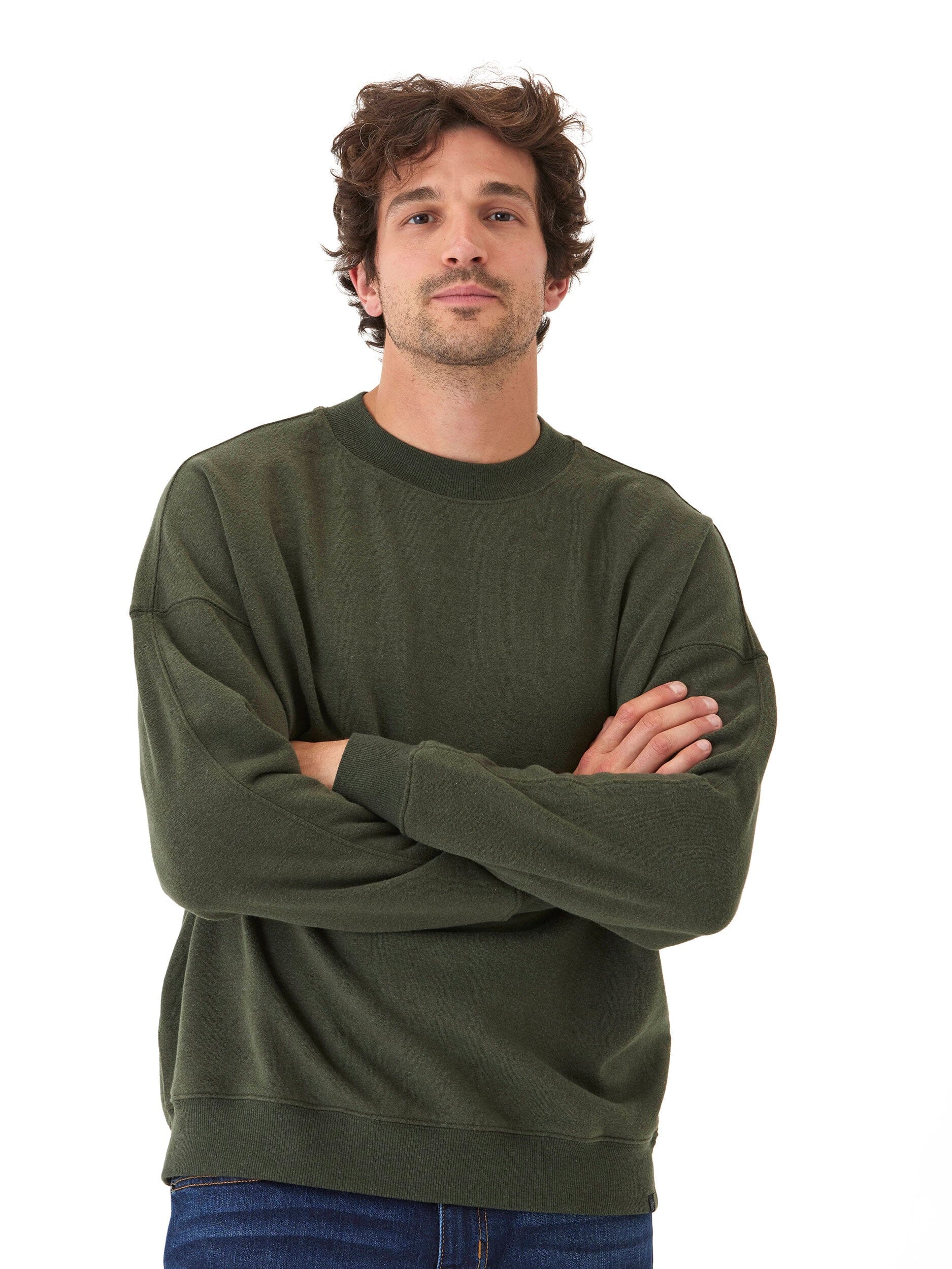 Rudy Triblend Fleece Drop Shoulder Sweatshirt in soft organic cotton blend