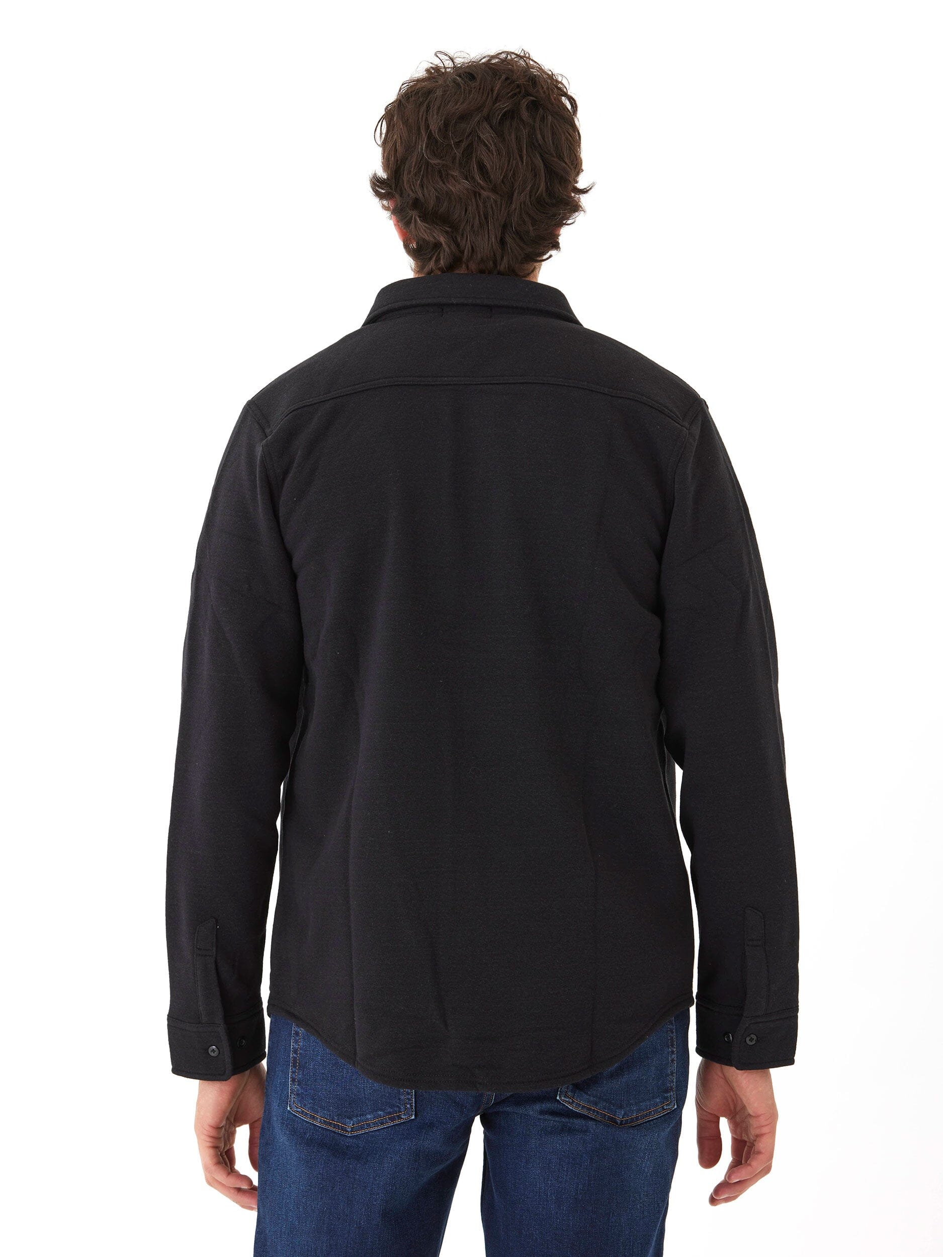 Mika Men’s Triblend Fleece Button Down Shirt in Black