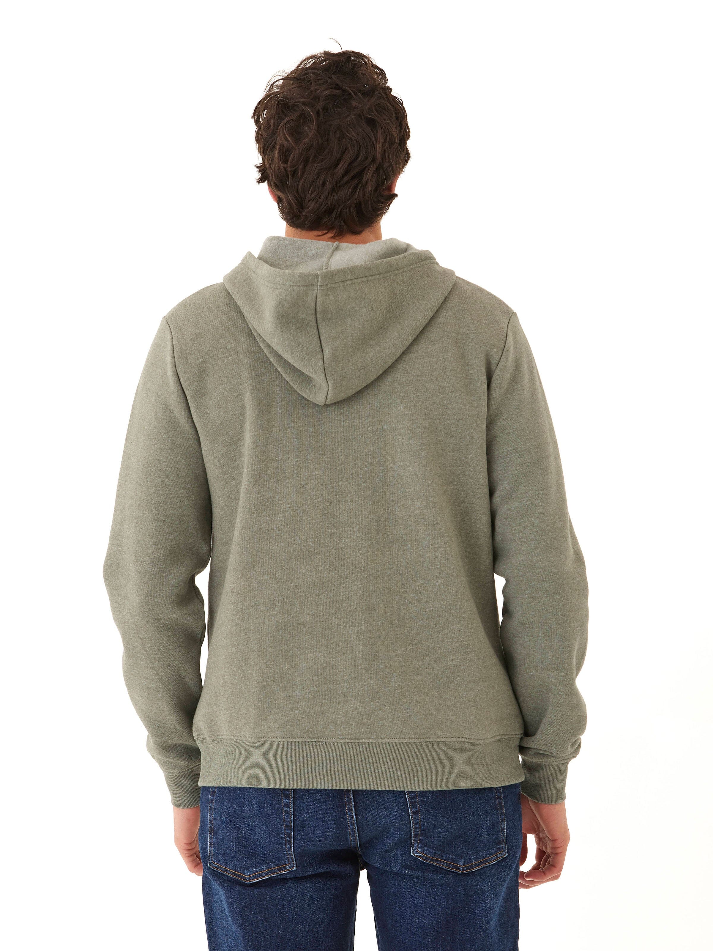 Kieran Men’s Triblend Fleece Henley Hoodie - Olive & Grey