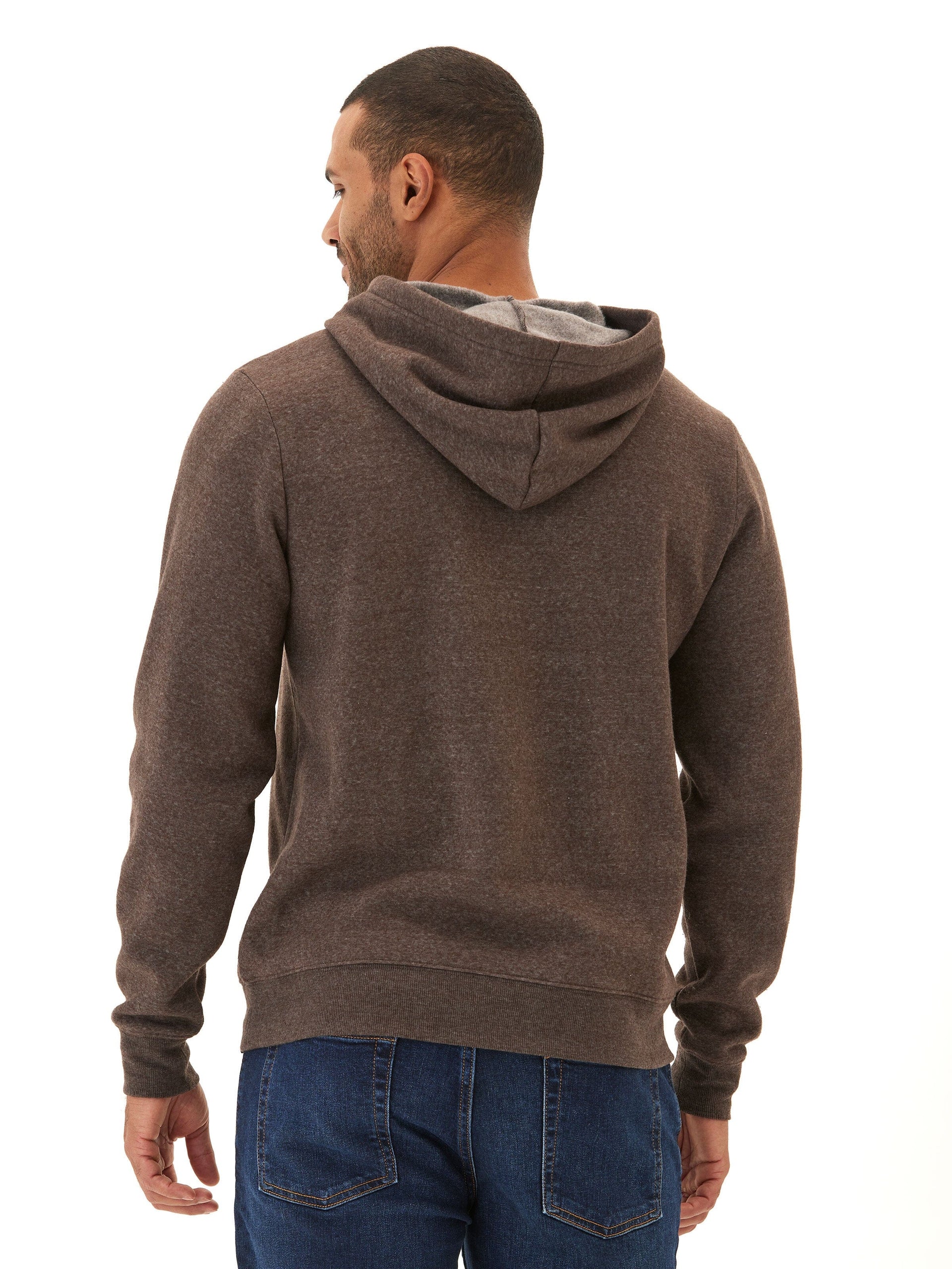 Kieran Men's Brown Triblend Fleece Henley Hoodie