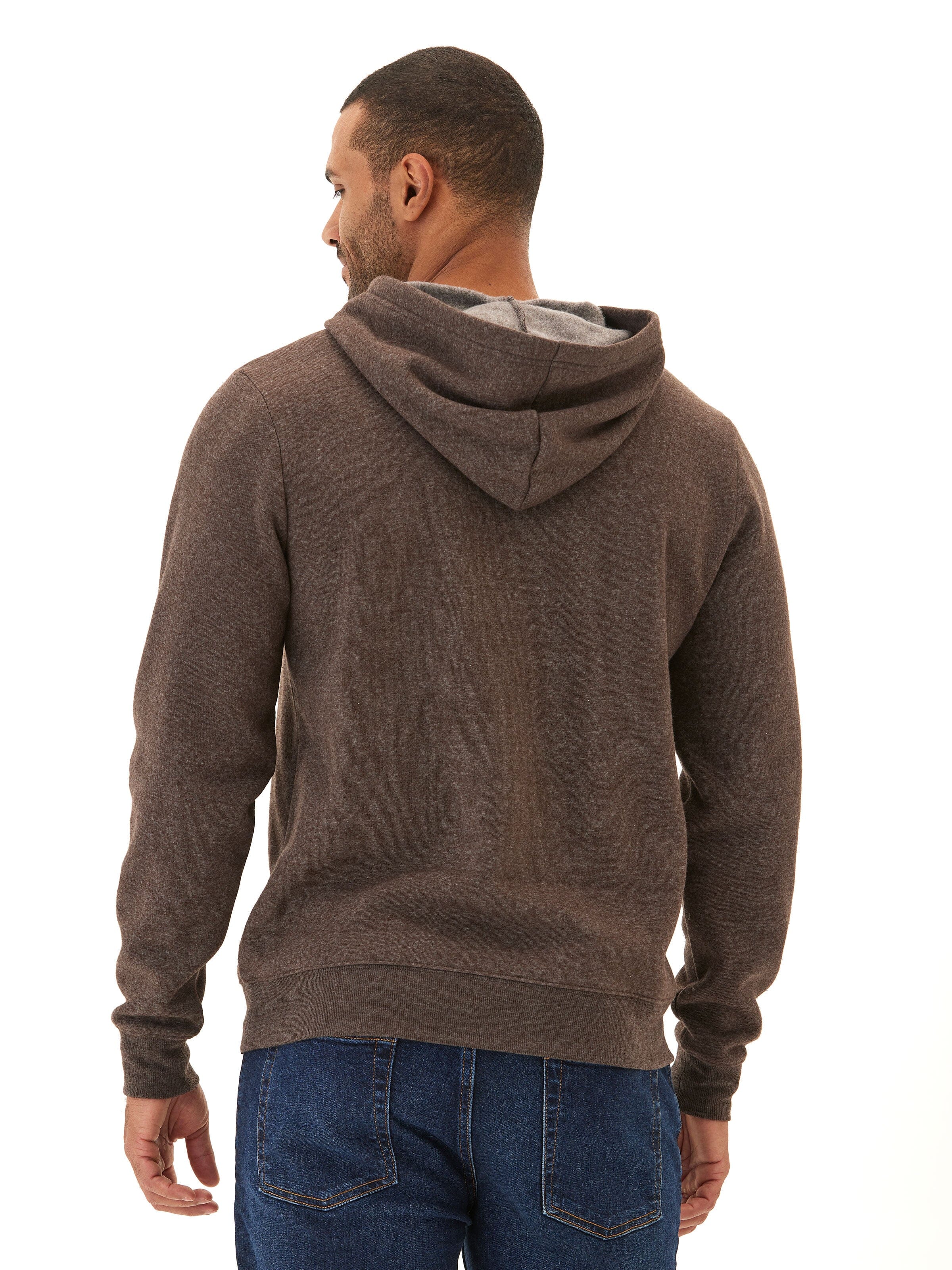 Kieran Men's Brown Triblend Fleece Henley Hoodie