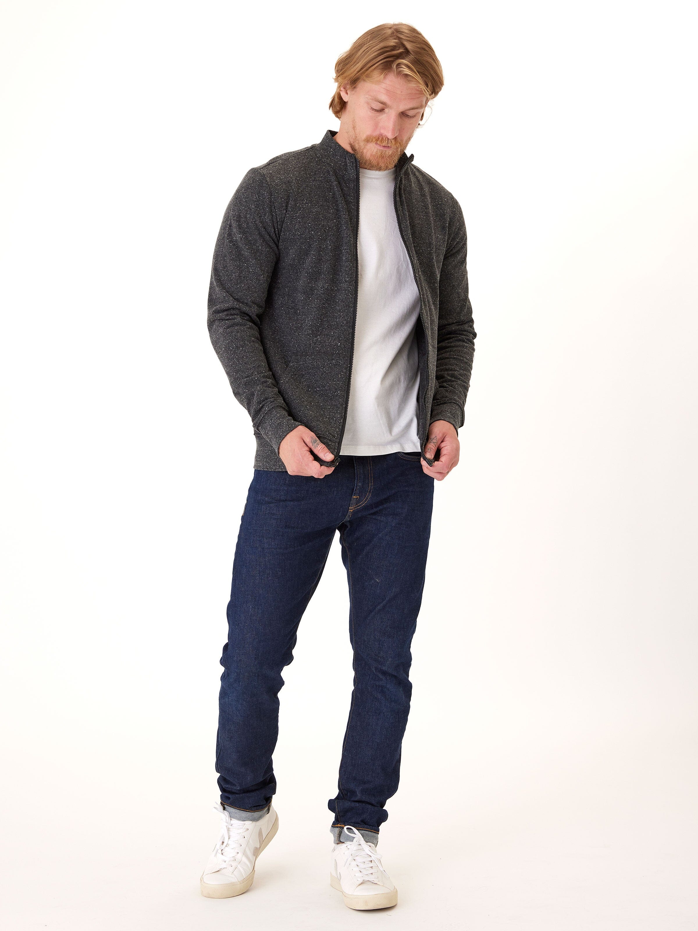 Men's Triblend Fleece Full Zip Jacket - Athletic Casual Outerwear