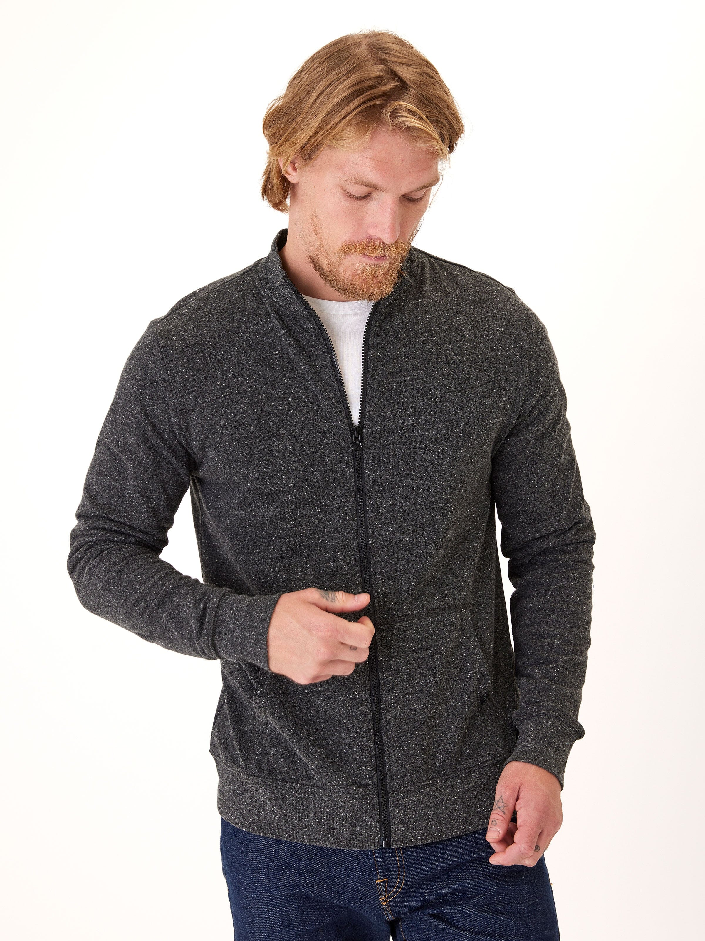 Men's Triblend Fleece Full Zip Jacket - Athletic Casual Outerwear