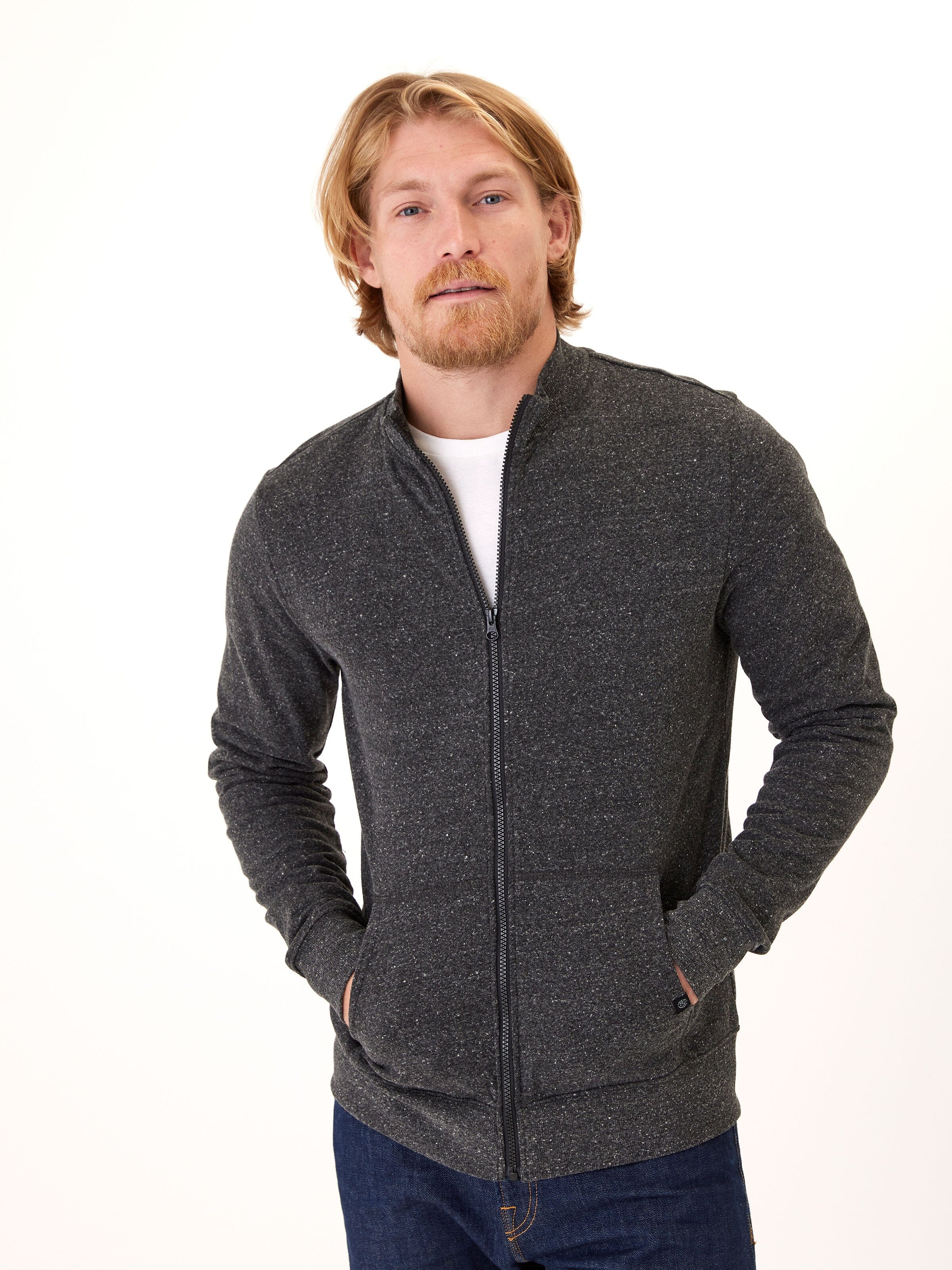 Men's Triblend Fleece Full Zip Jacket - Athletic Casual Outerwear