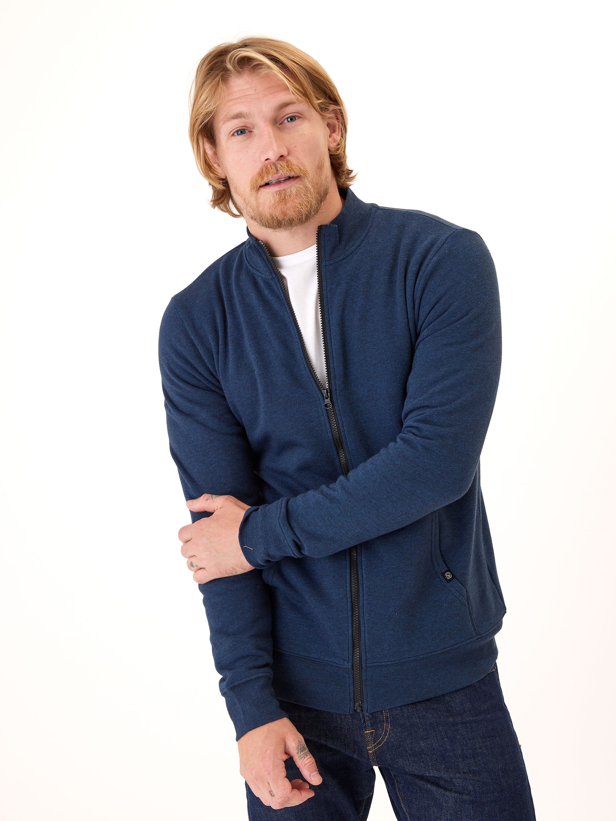 Men’s Brandon Triblend Fleece Full Zip Jacket in Heathered Navy
