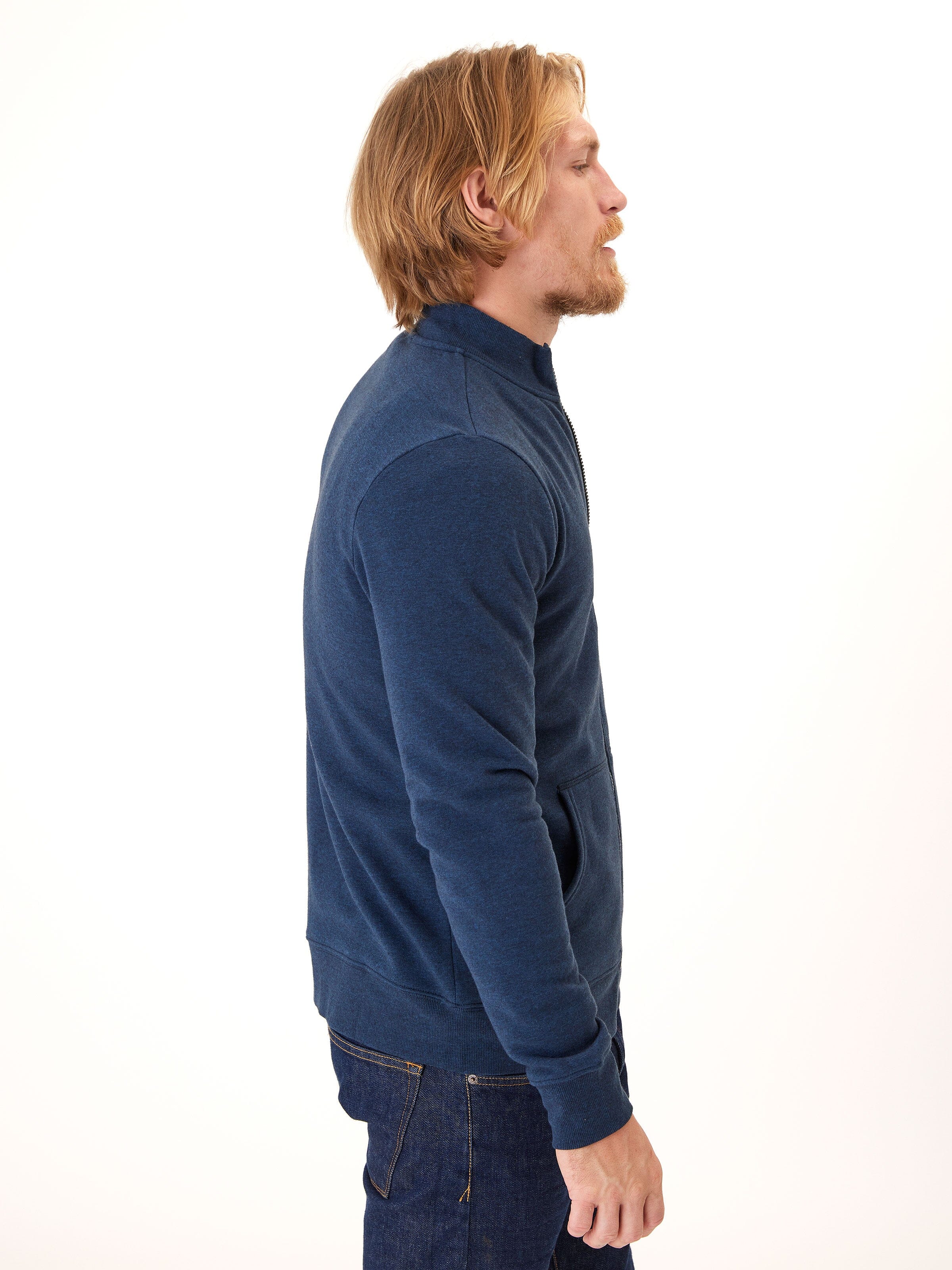Men’s Brandon Triblend Fleece Full Zip Jacket in Heathered Navy
