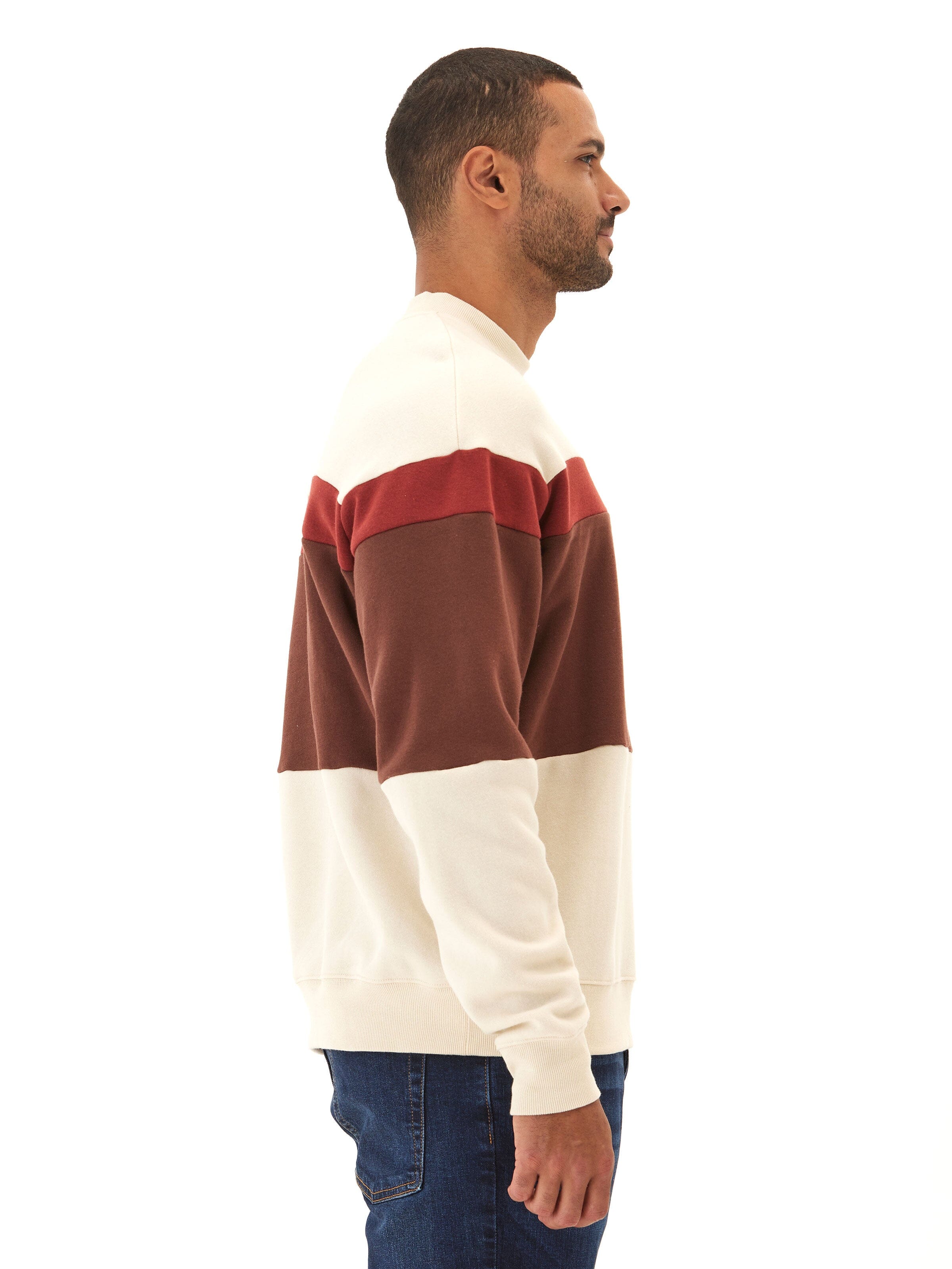 Colorblock Fleece Crewneck Pullover - Oversized Casual Sweater