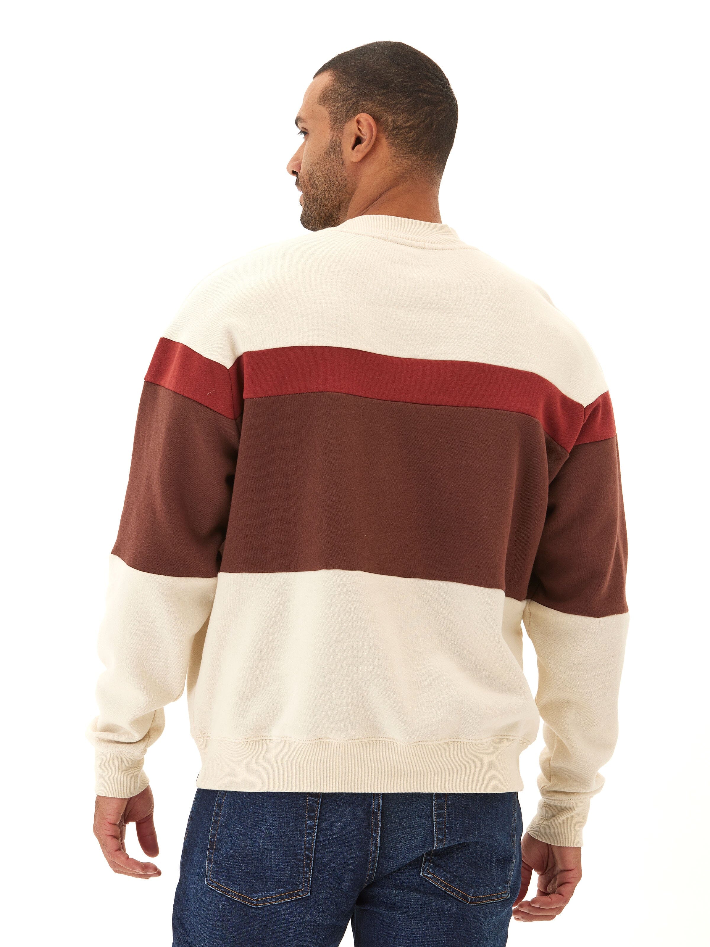 Colorblock Fleece Crewneck Pullover - Oversized Casual Sweater