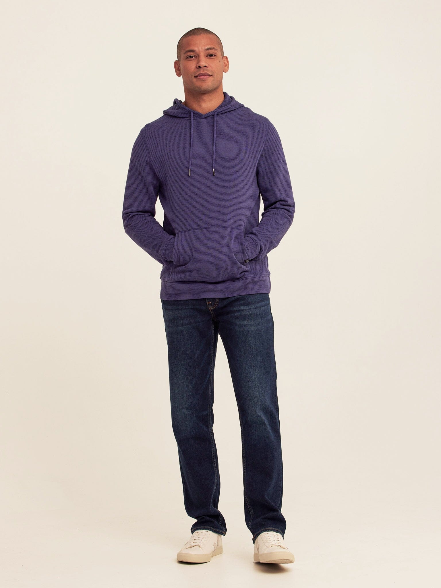 Nico Striped Terry Pullover Hoodie with Athletic Fit