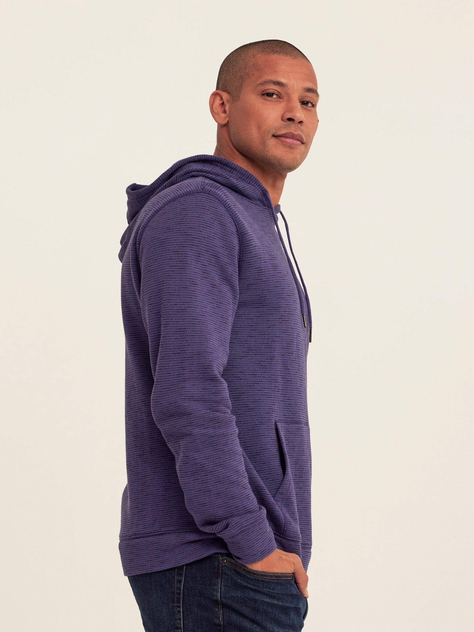 Nico Striped Terry Pullover Hoodie with Athletic Fit