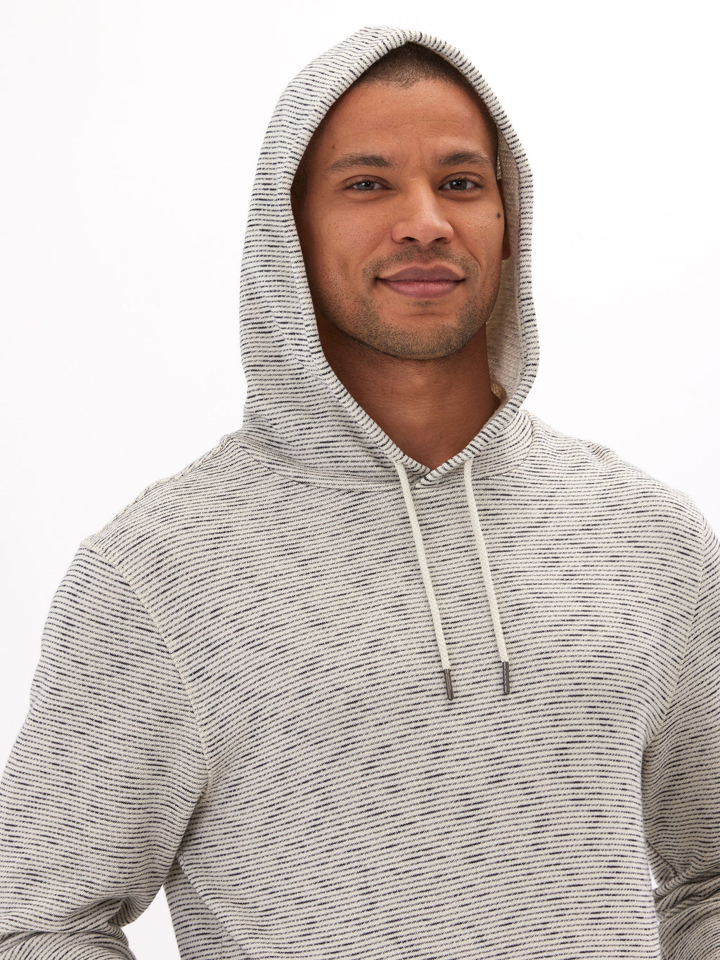 Nico Striped Terry Pullover Hoodie in an athletic fit for a comfortable casual look