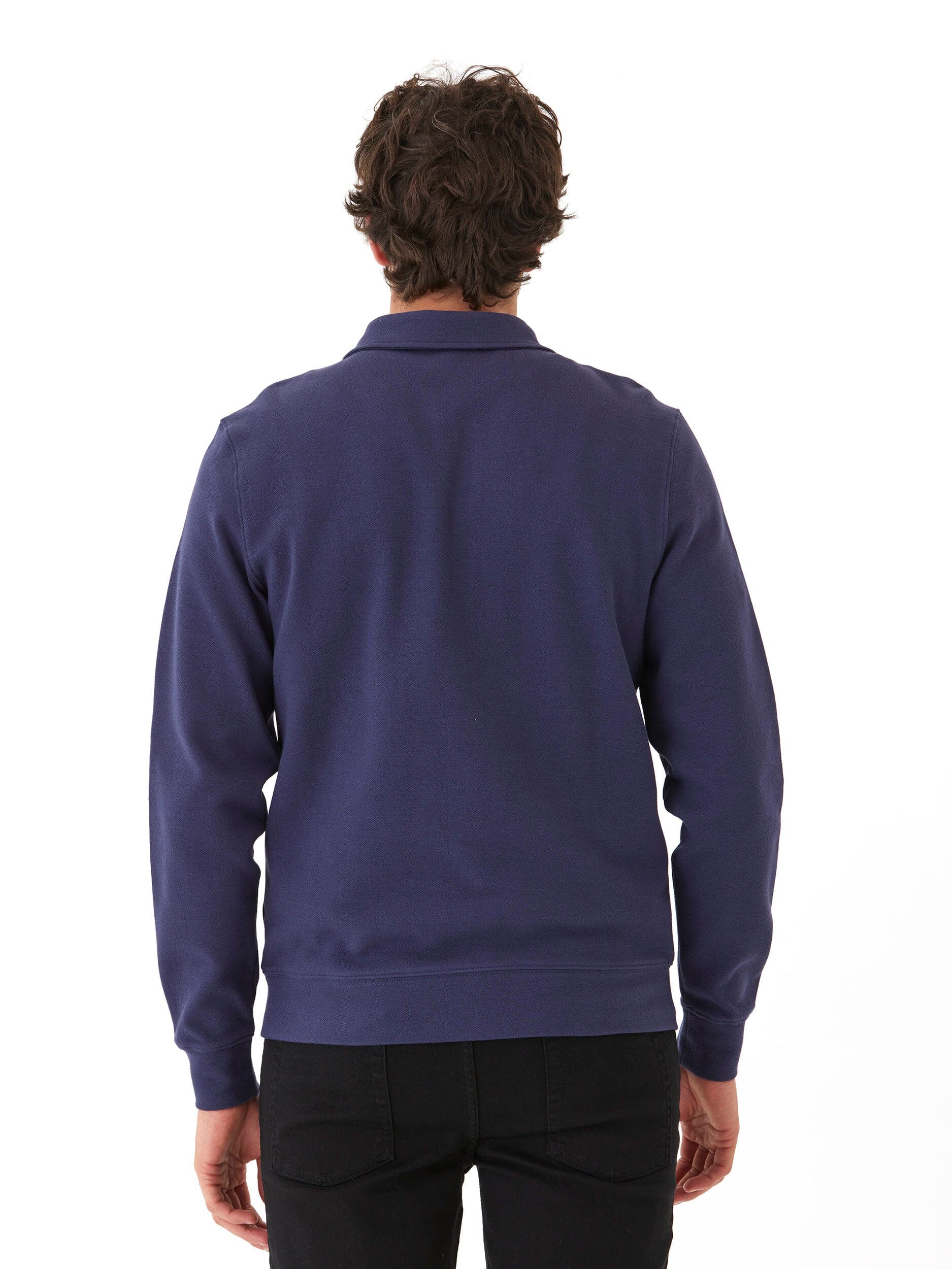 Briggs Knit Jacquard 1/4 Zip Pullover in Navy Blue