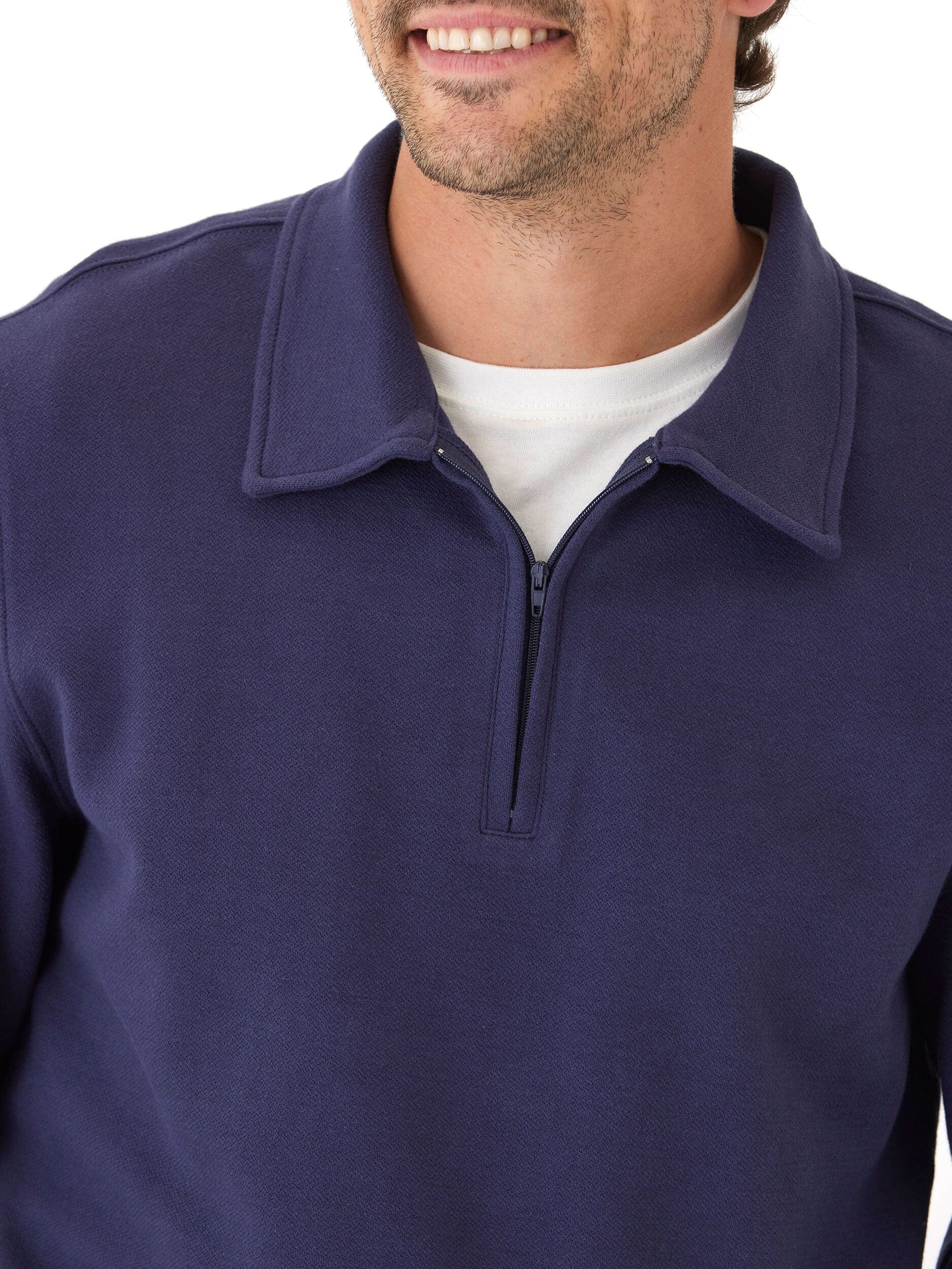 Briggs Knit Jacquard 1/4 Zip Pullover in Navy Blue