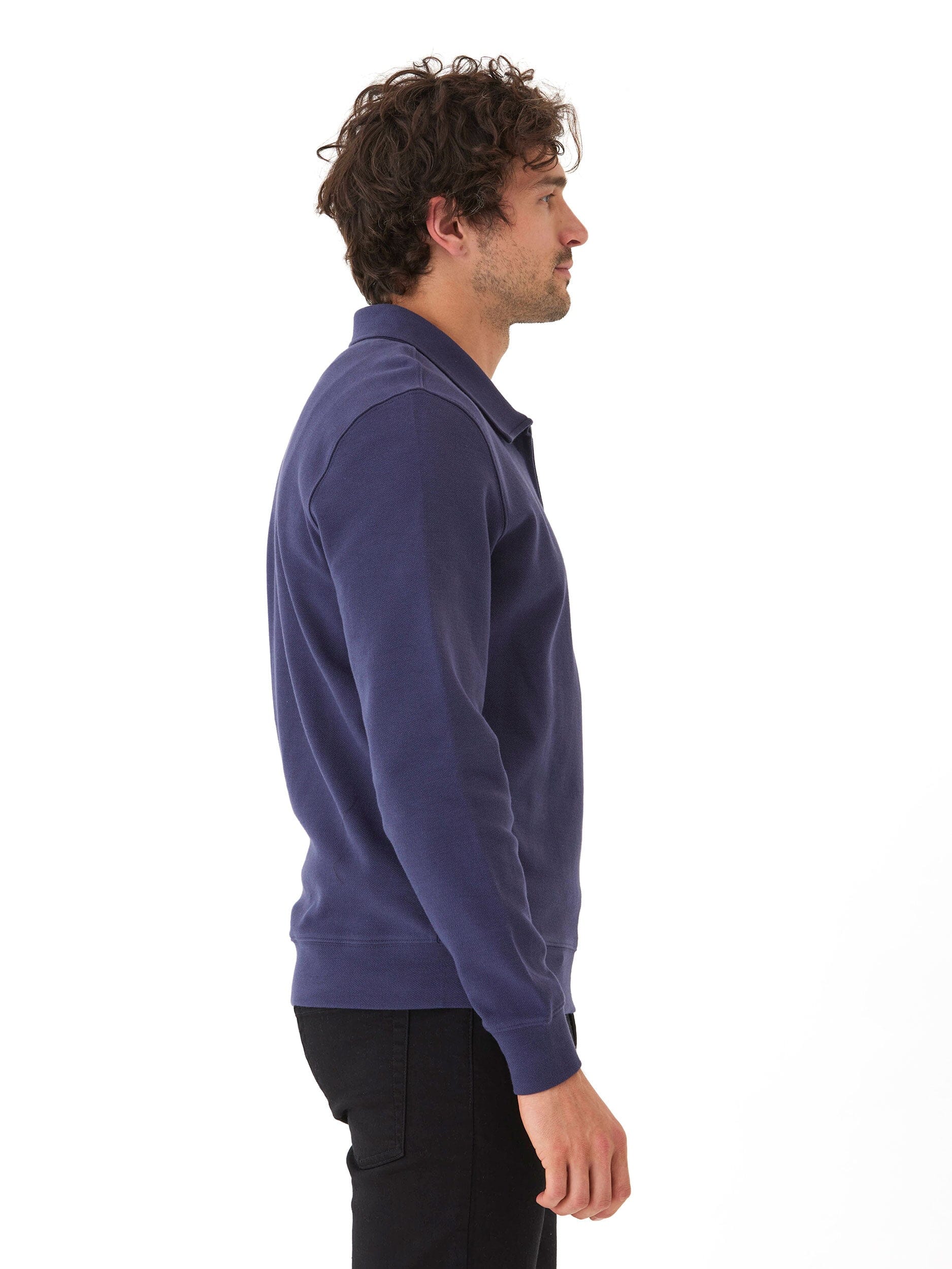 Briggs Knit Jacquard 1/4 Zip Pullover in Navy Blue