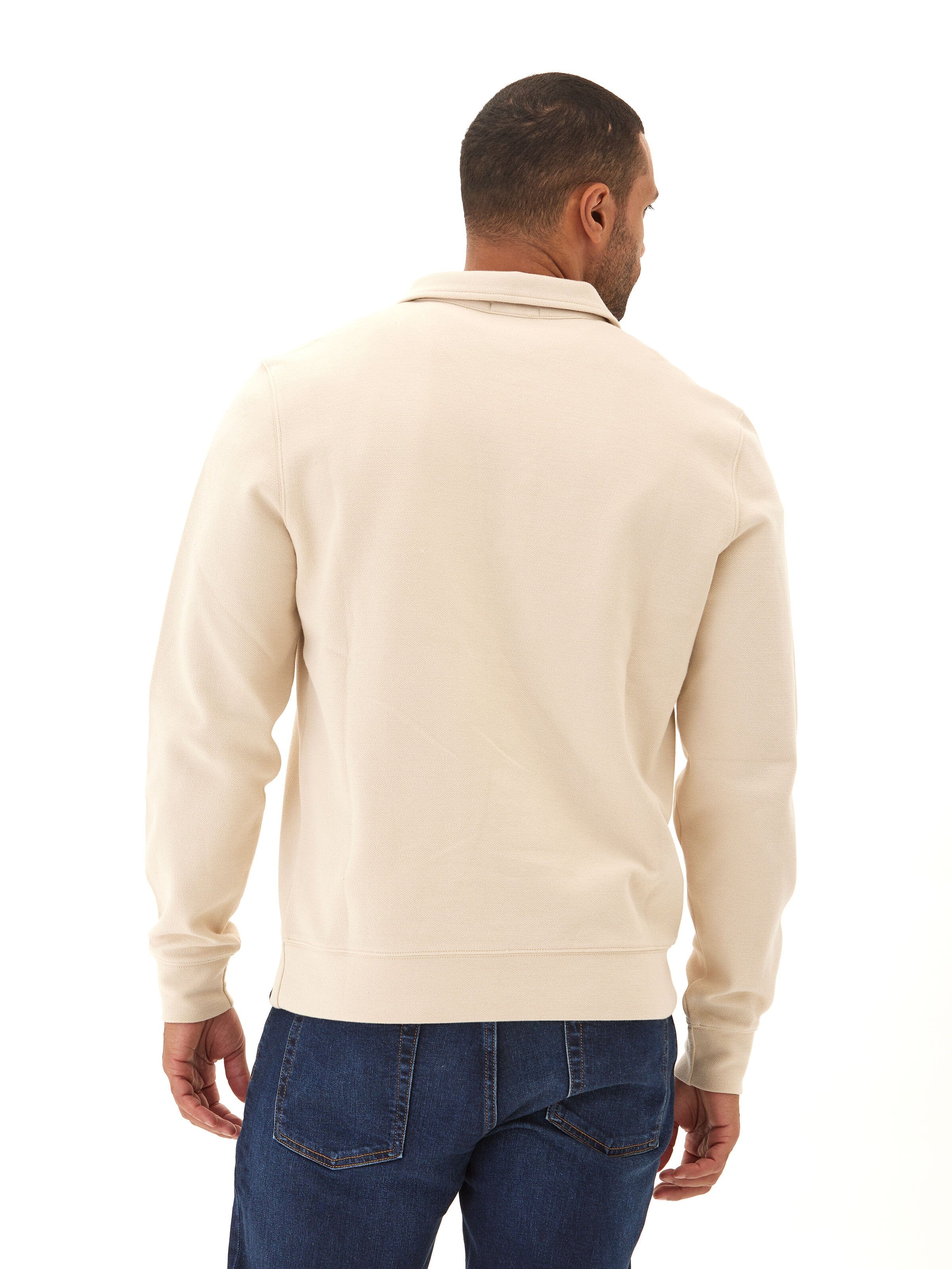 Organic Cotton Knit Jacquard 1/4 Zip Pullover Sweater