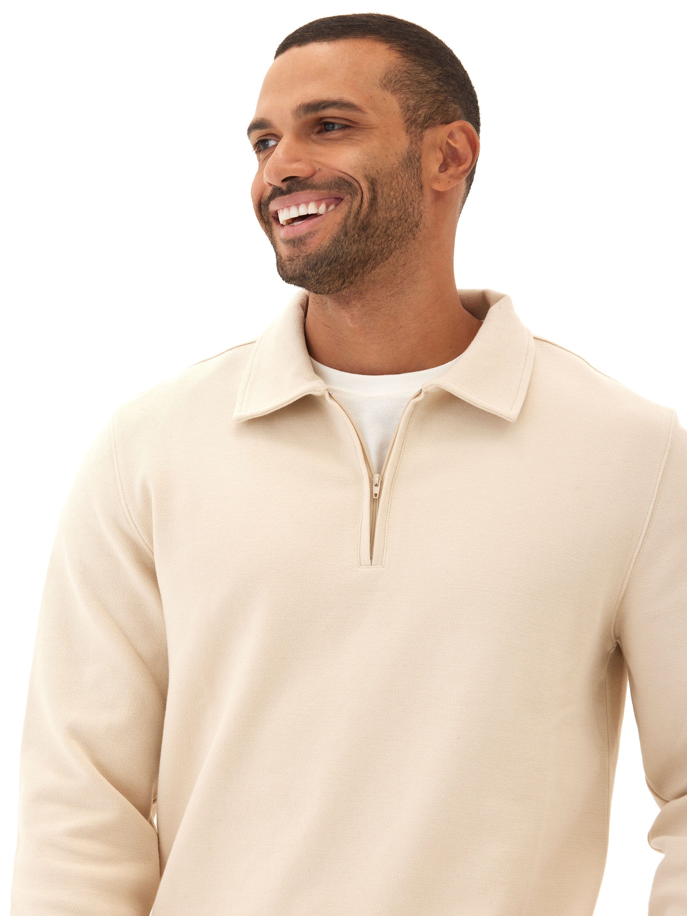 Organic Cotton Knit Jacquard 1/4 Zip Pullover Sweater