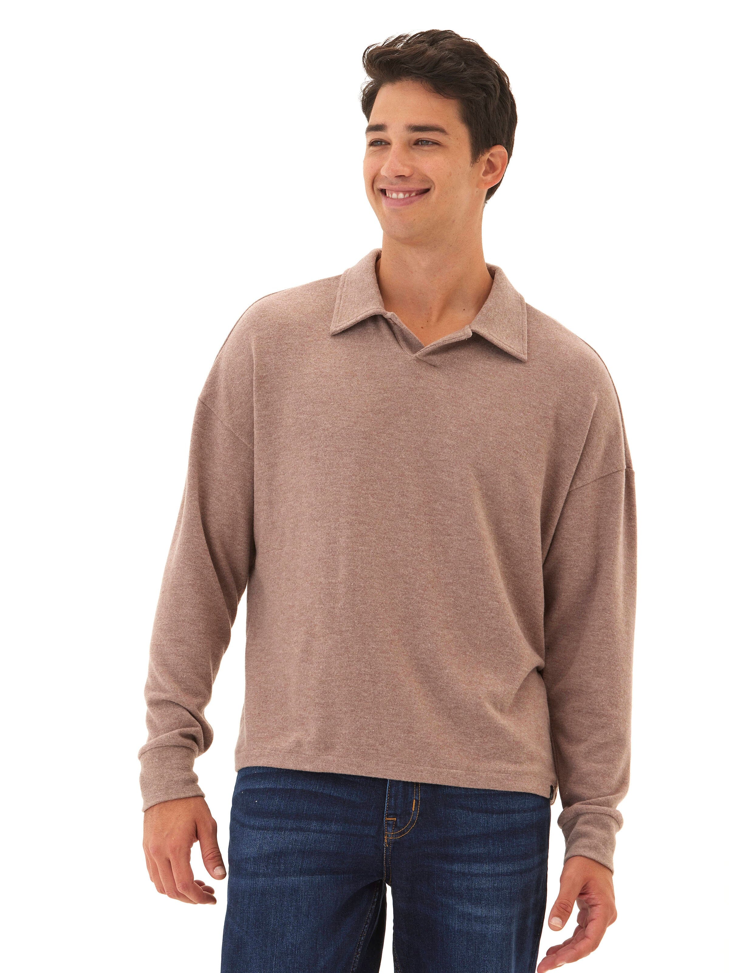 Sweater Knit Pullover Polo with Relaxed Fit and Classic Design