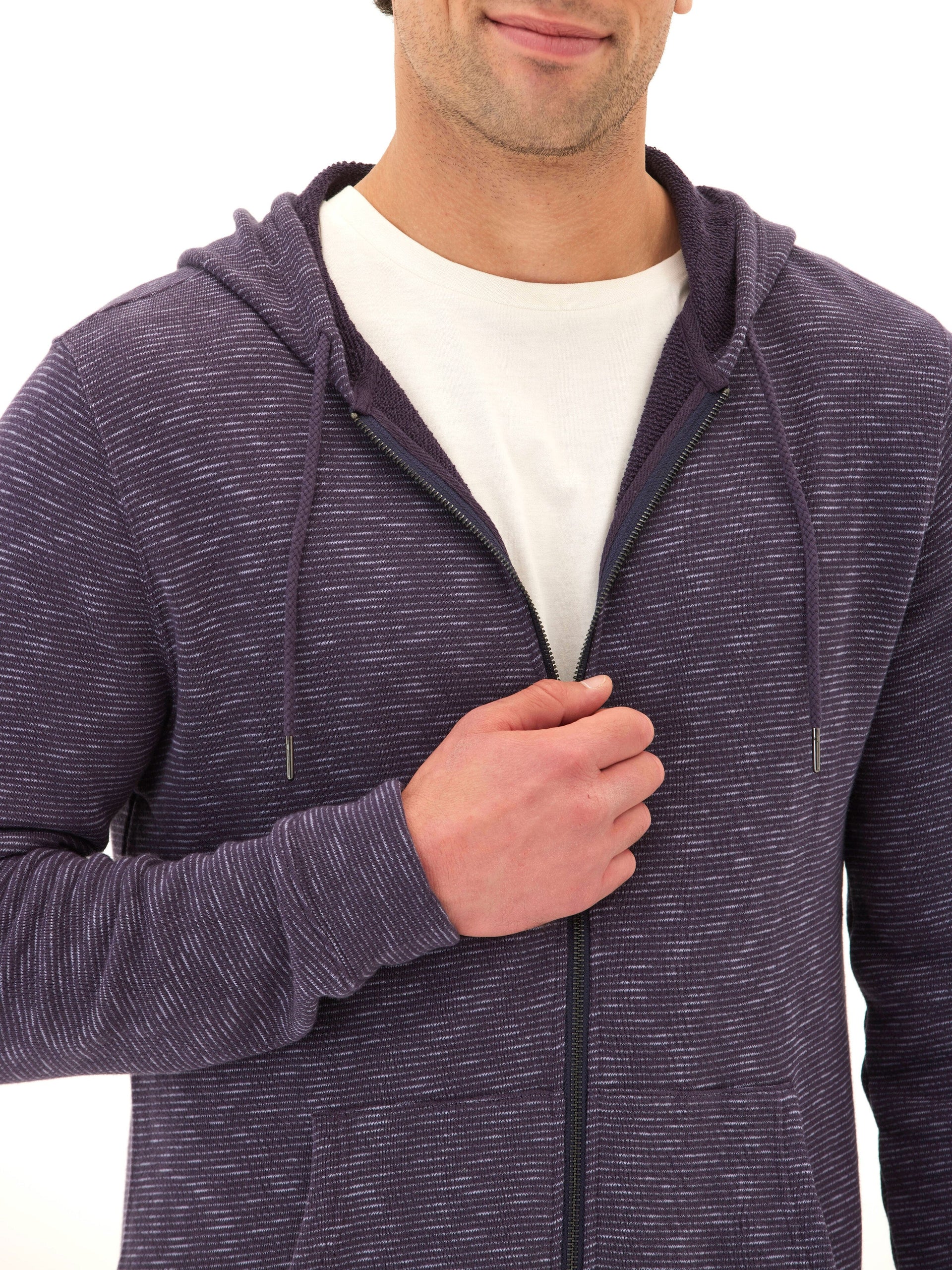 Jordyn Stripe Terry Full Zip Hoodie - Organic Cotton Layering