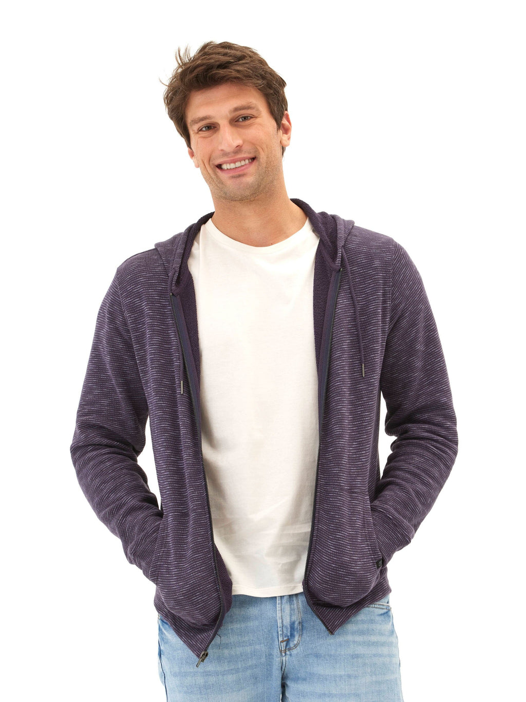 Jordyn Stripe Terry Full Zip Hoodie - Organic Cotton Layering